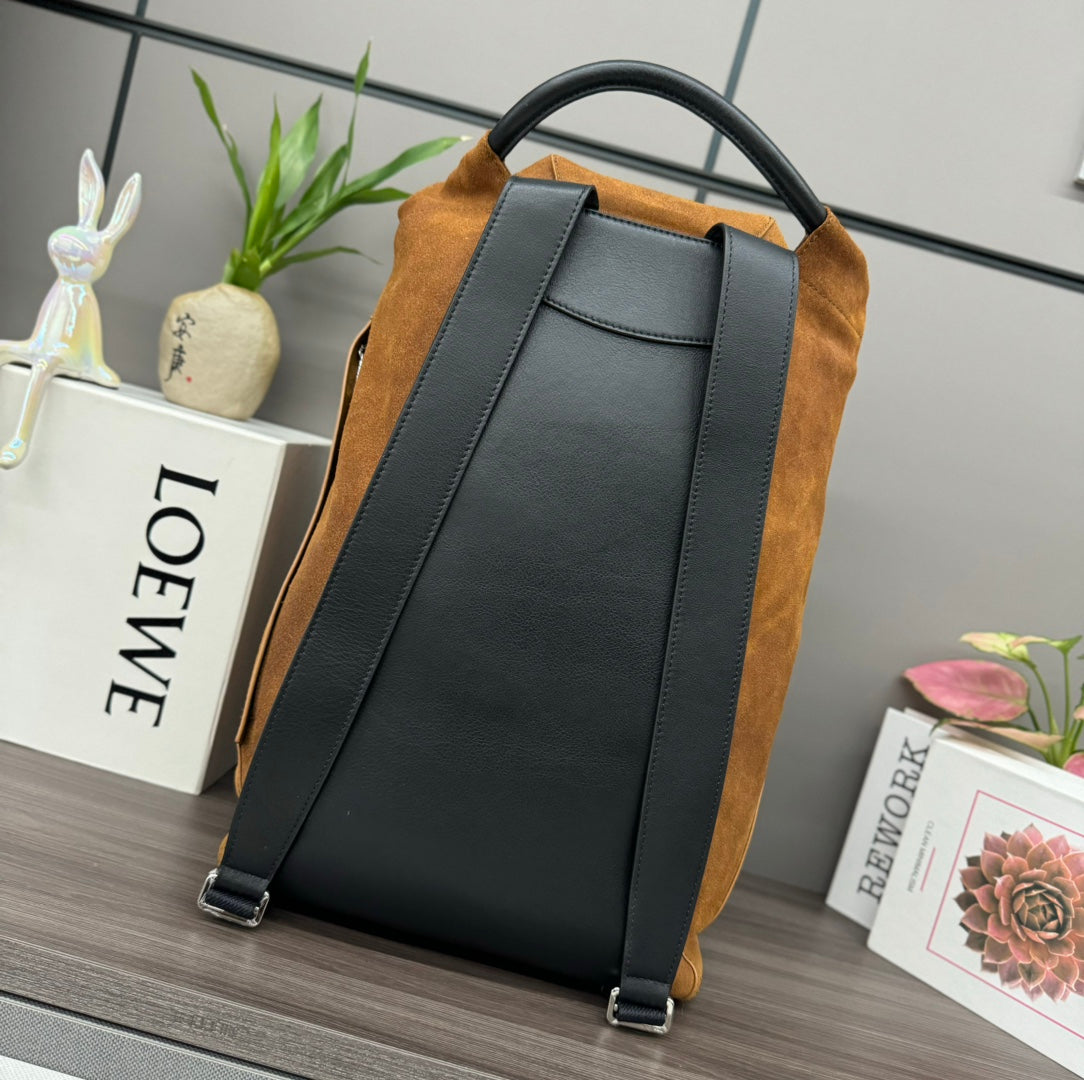 Loewe 2025 Flamenco Backpack 40cm Black Brown Leather Suede 274692