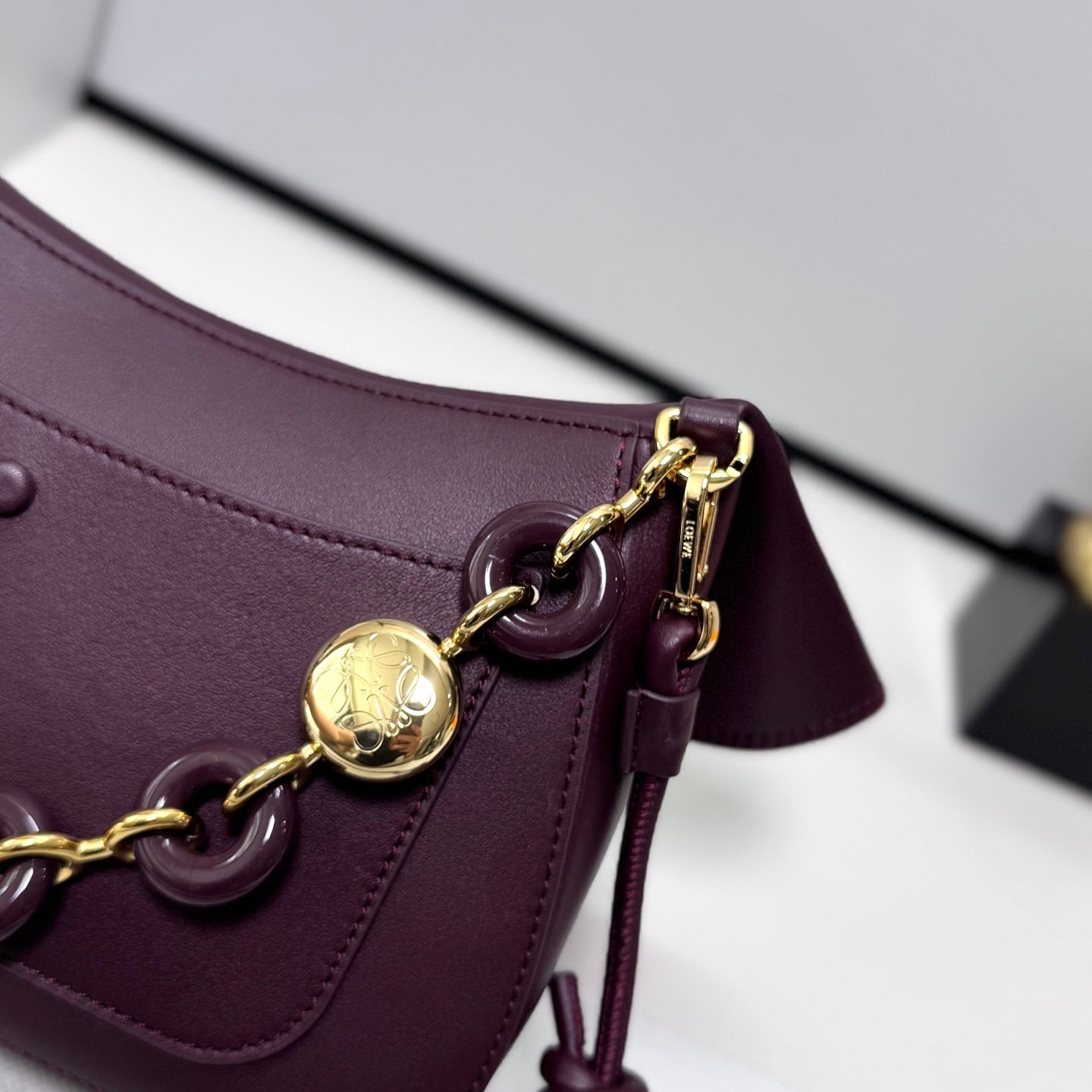 Loewe 2025 Ola 26 Bag Dark Burgundy Smooth Calfskin 274677