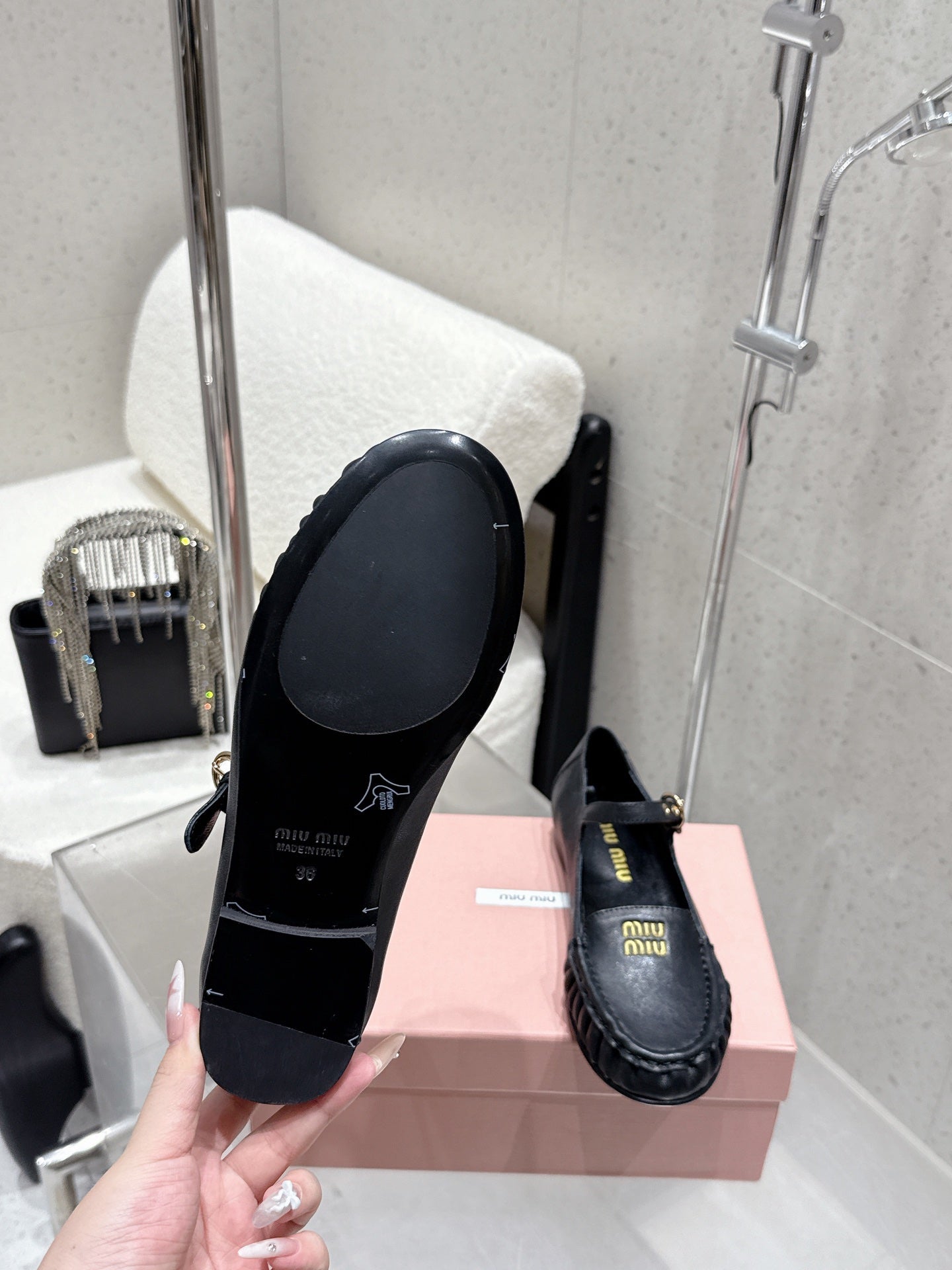 Miumiu 25 Mary Jane Loafer Black Cowhide 552429