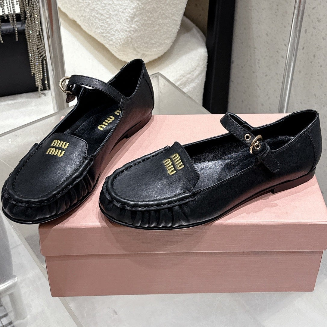 Miumiu 25 Mary Jane Loafer Black Cowhide 552429