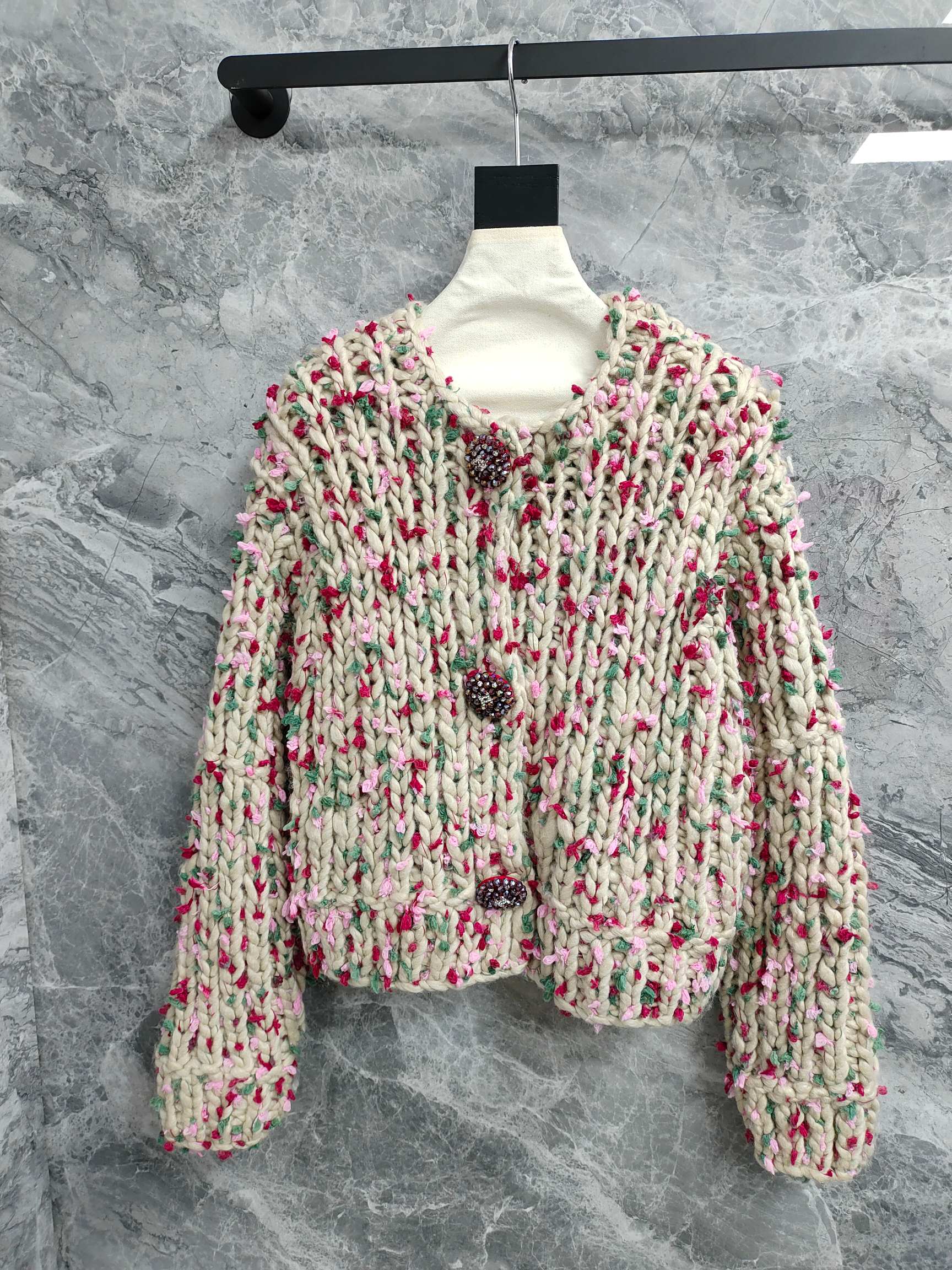 Chanel 2025 Hand-crocheted Cardigan Multicolor Cashmere 327002