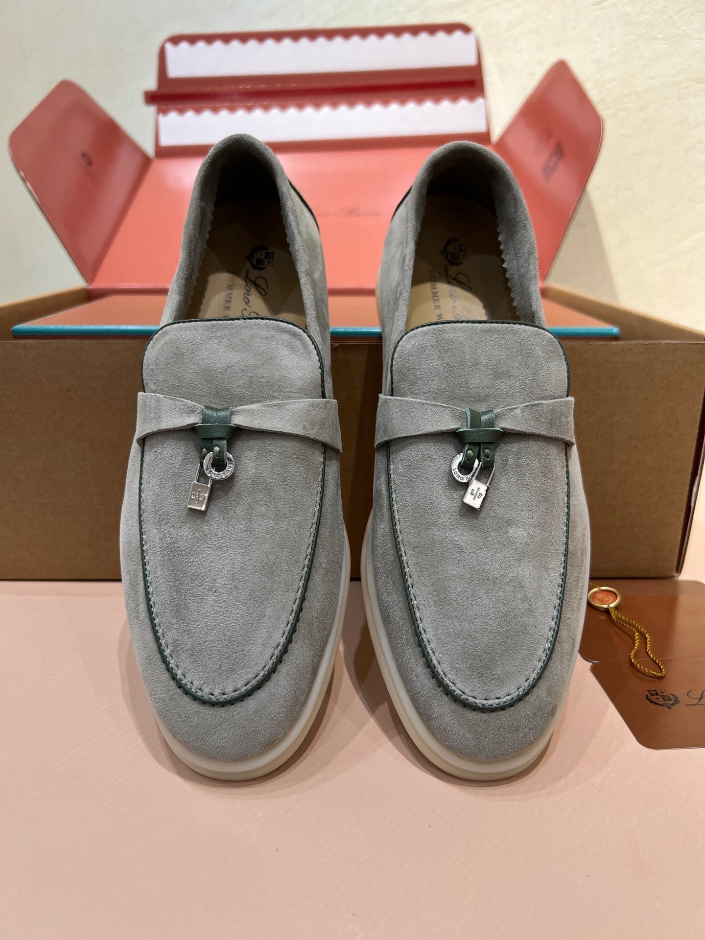 lp summer charm walk loafer dark grey khaki suede