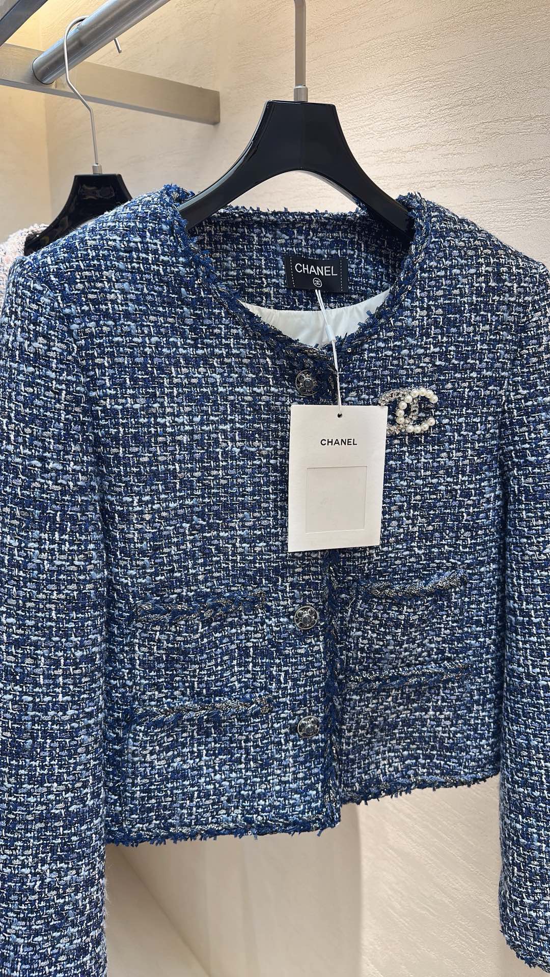 Chanel 2025 Jacket Blue Tweed Down