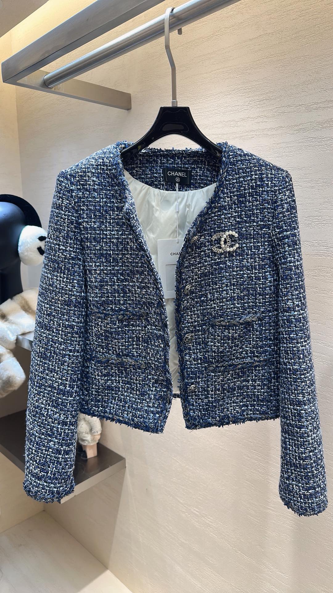 Chanel 2025 Jacket Blue Tweed Down