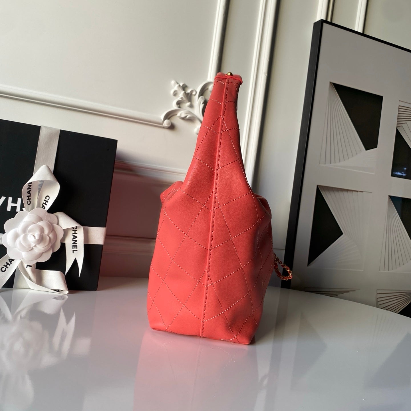 Chanel 2025 Hobo Bag 32cm Red Calfskin 315838