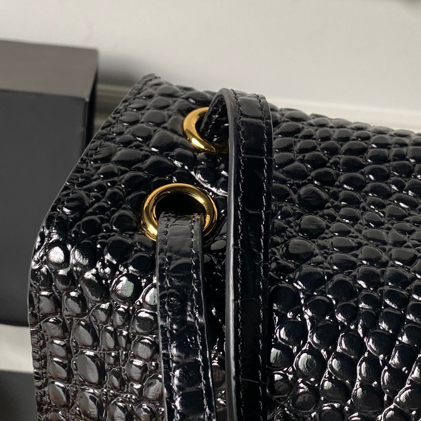Chanel 2026 Crocodile Embossed Maxi Bag 39cm Black Calfskin