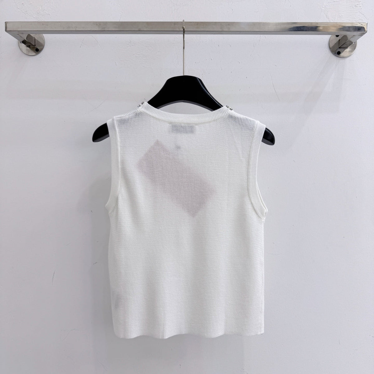 Miumiu 2026 Crew Neck Beaded Knit Vest Tencel Wool 375082