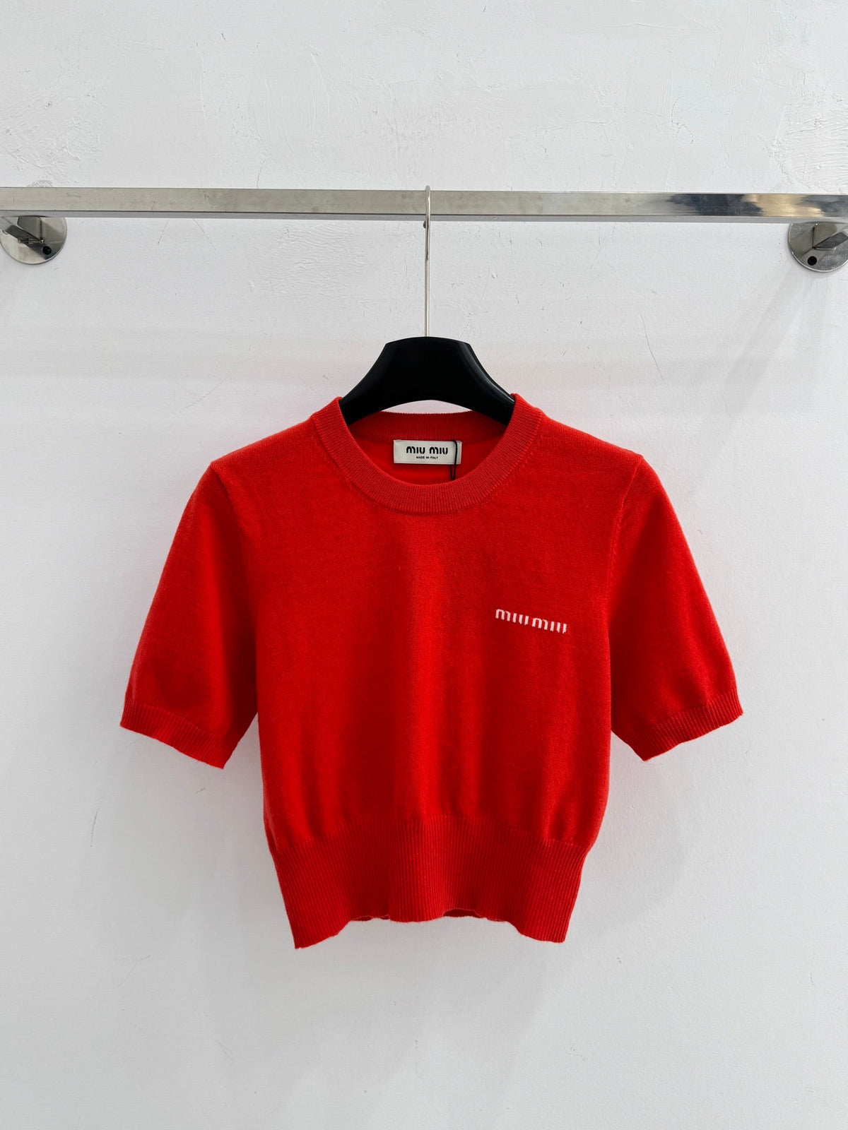 Miumiu 2026 V-neck Short Sleeved Shirt Wool 341139
