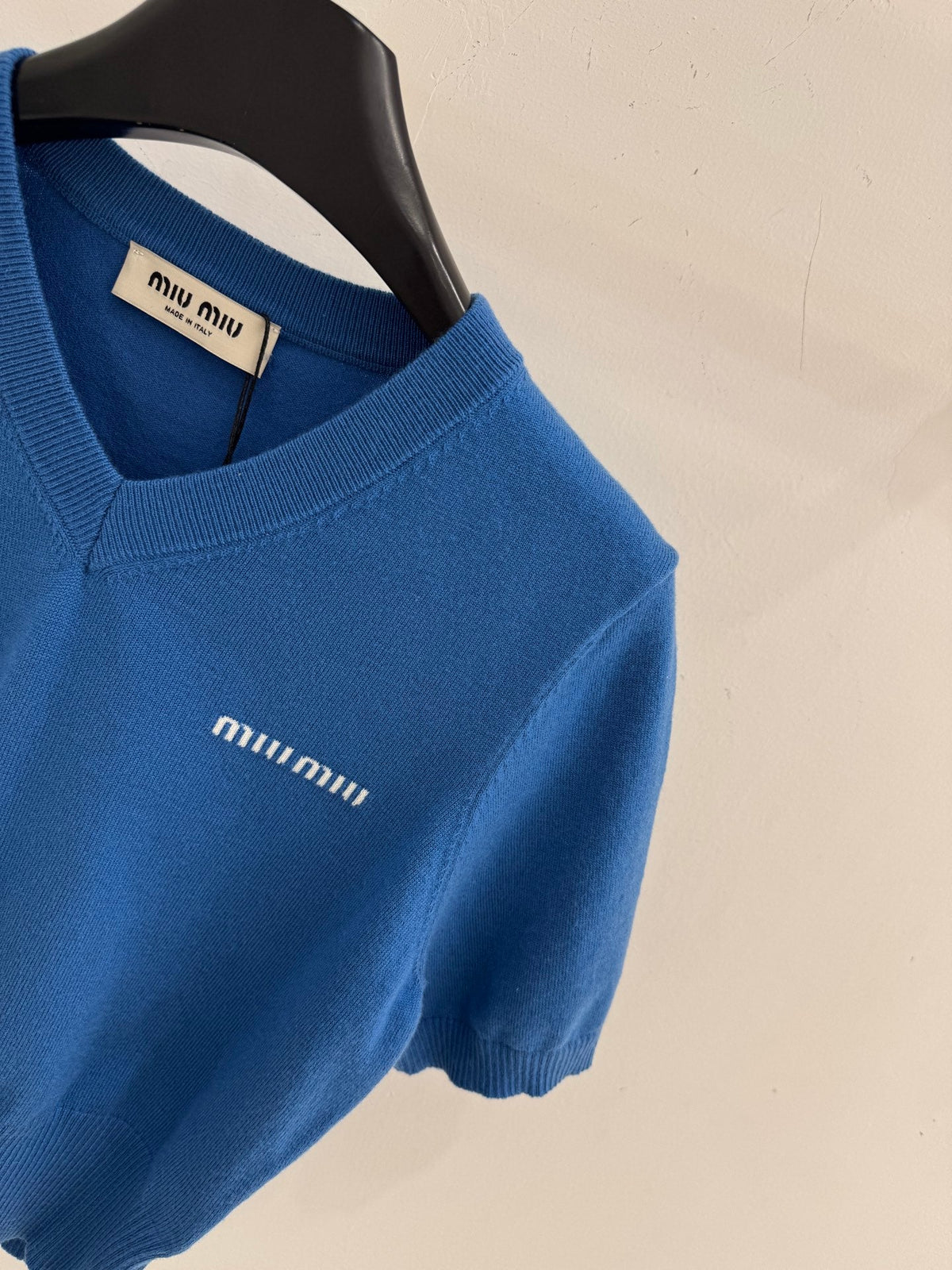 Miumiu 2026 V-neck Short Sleeved Shirt Wool 341139