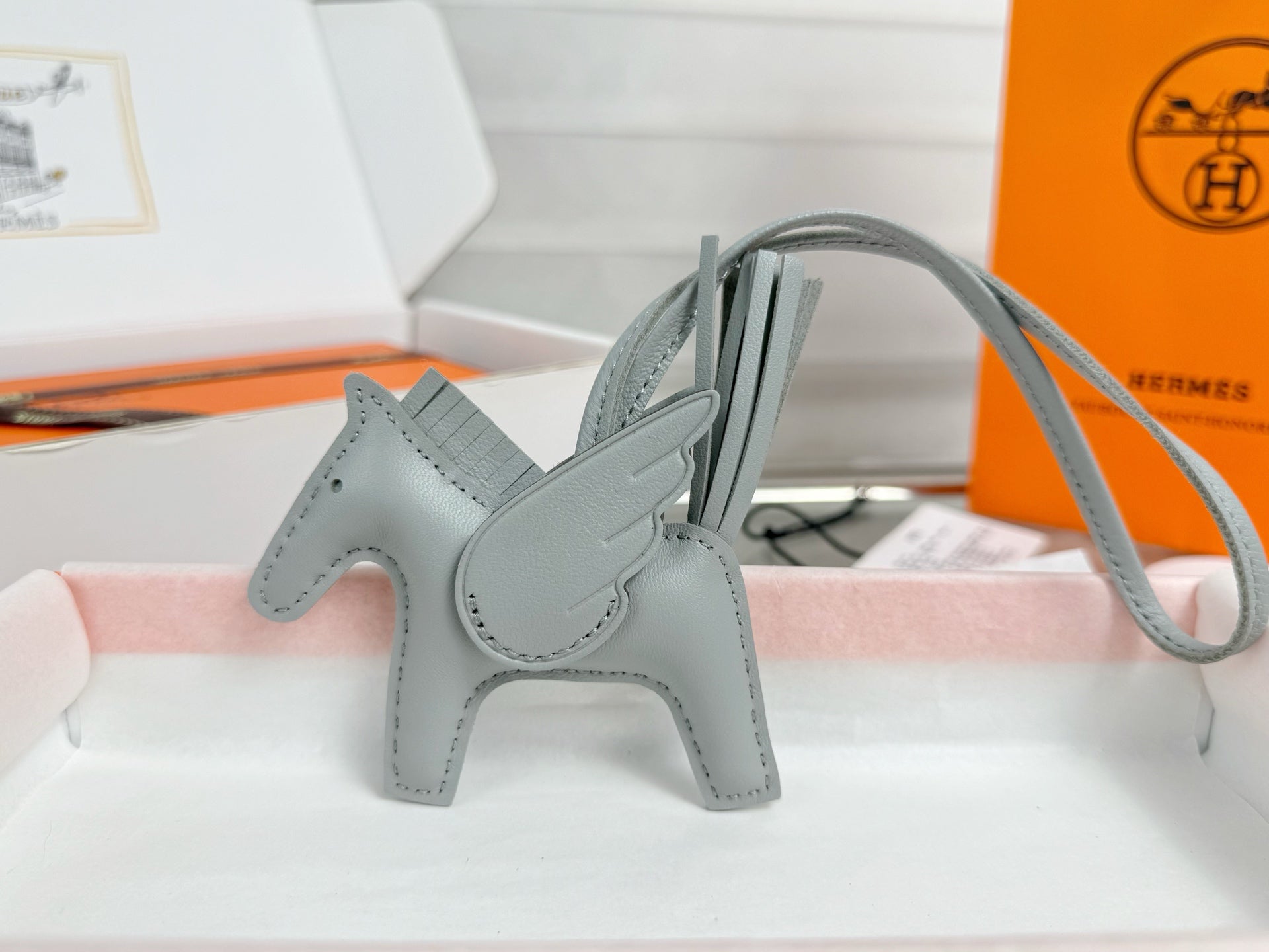 HM Rodeo Pegase PM Charm Gray Lambskin