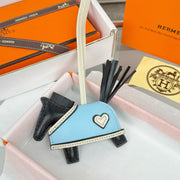 HM Rodeo Robeo Heart PM Charm Black mix Sky Blue Lambskin