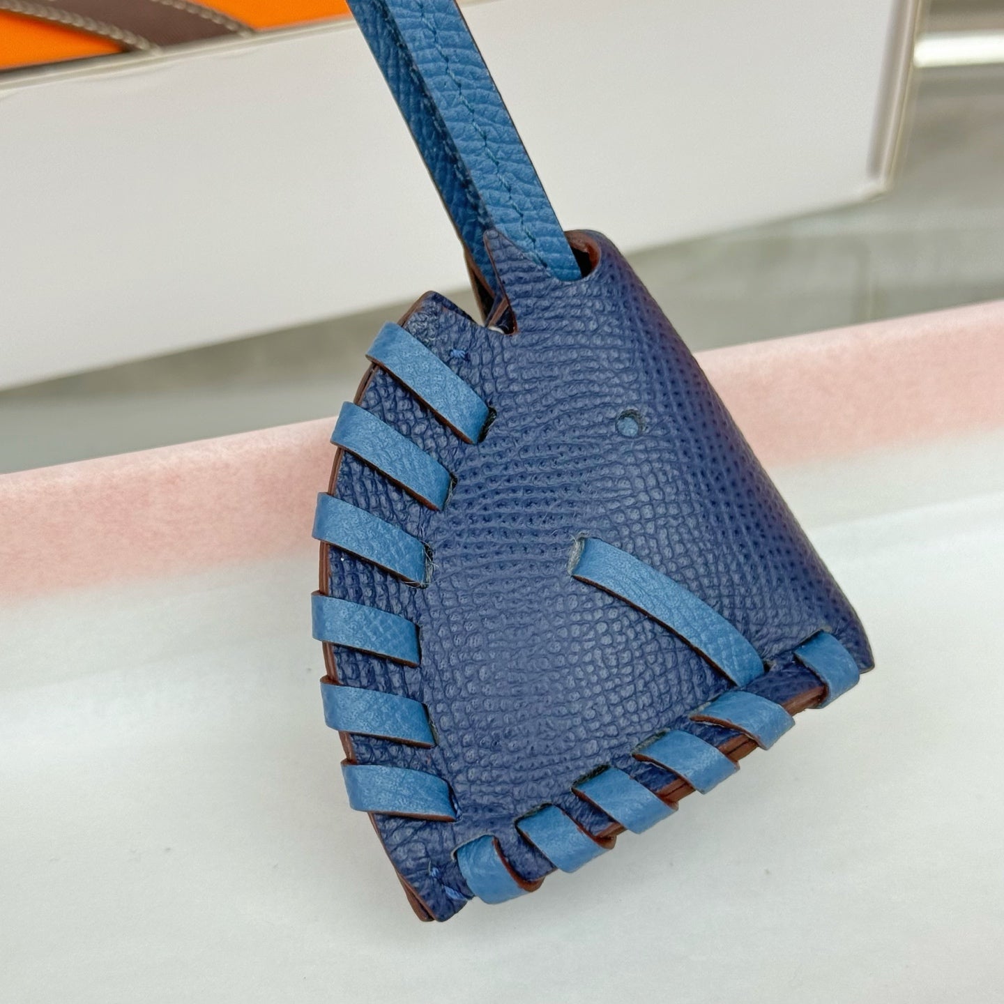 HM Horse Head Charm Blue Calfskin