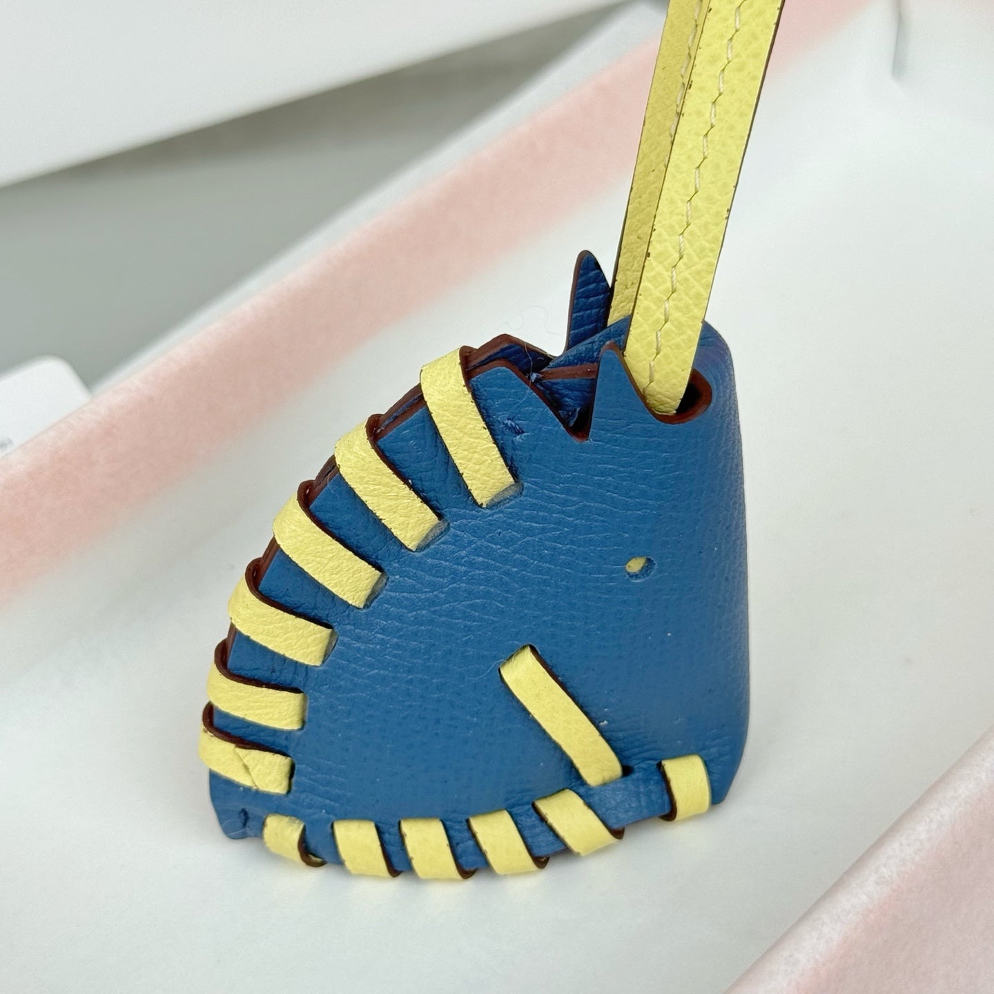 HM Horse Head Charm Blue Yellow Calfskin