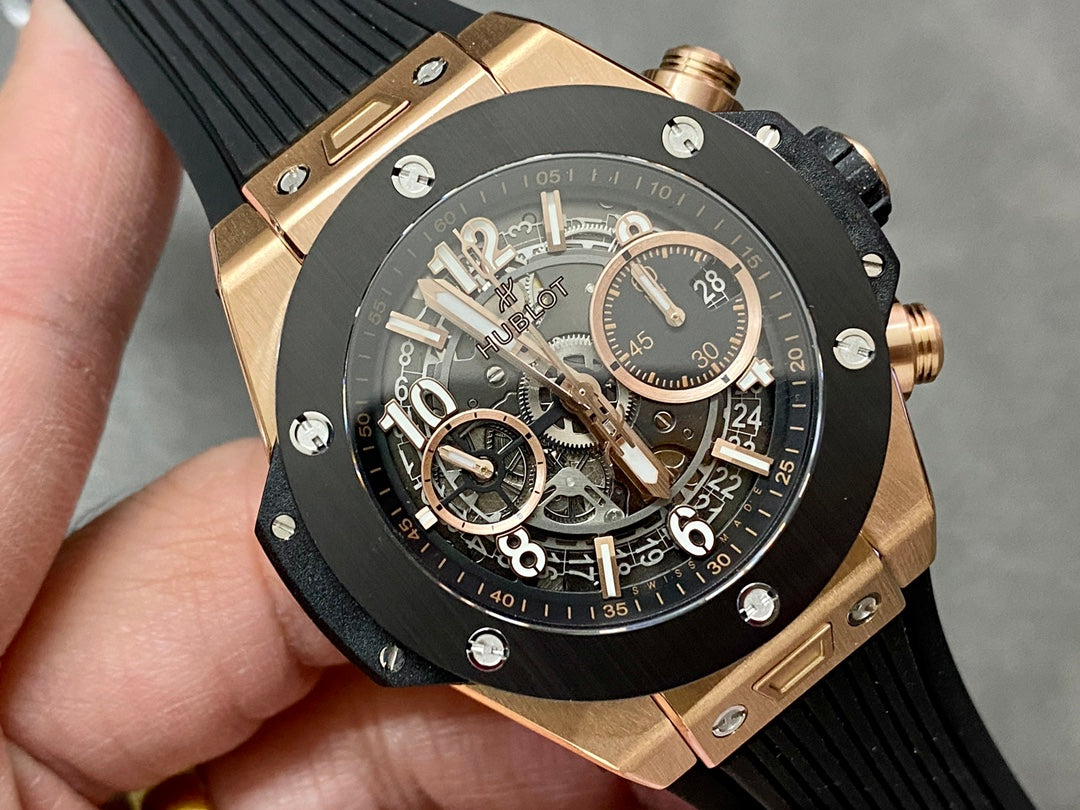 Hublot Big Bang Unico Rose Gold 42mm Watch with Black Ceramic Bezel