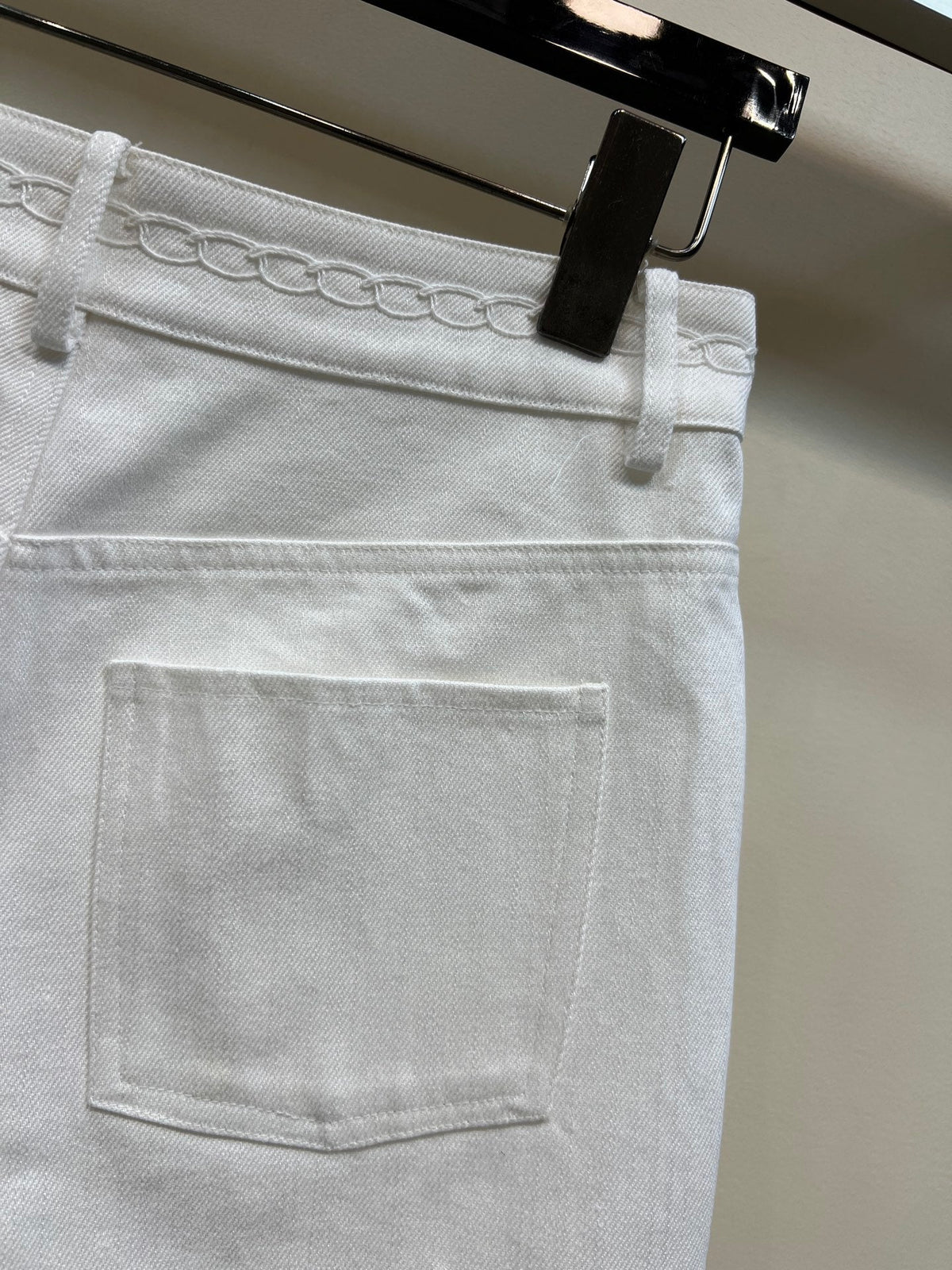 Chanel 2026 High-Waisted Denim Short White Cotton 360488