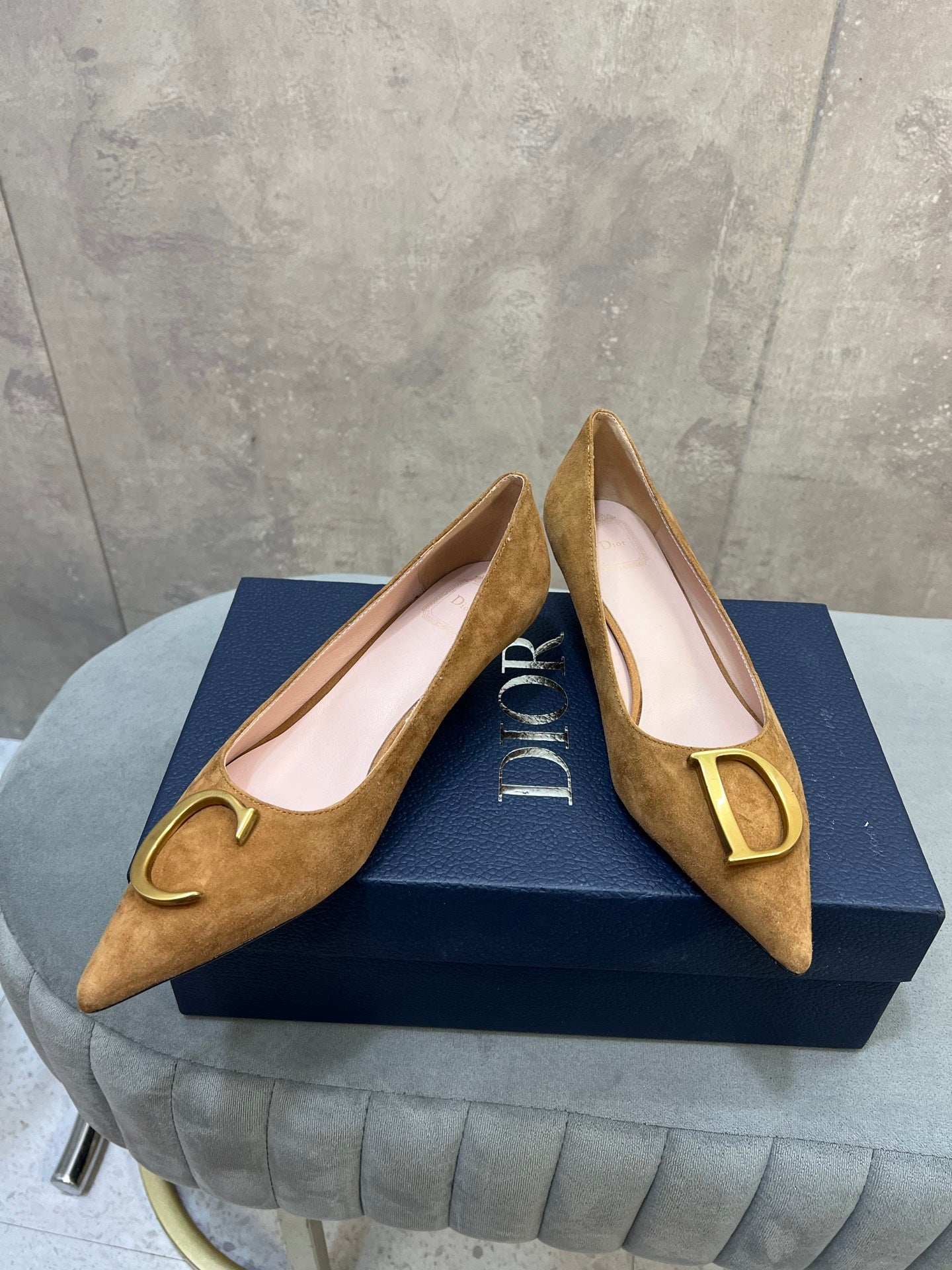 CD 26 High-Heeled 40 Pumps Tan Suede 594581