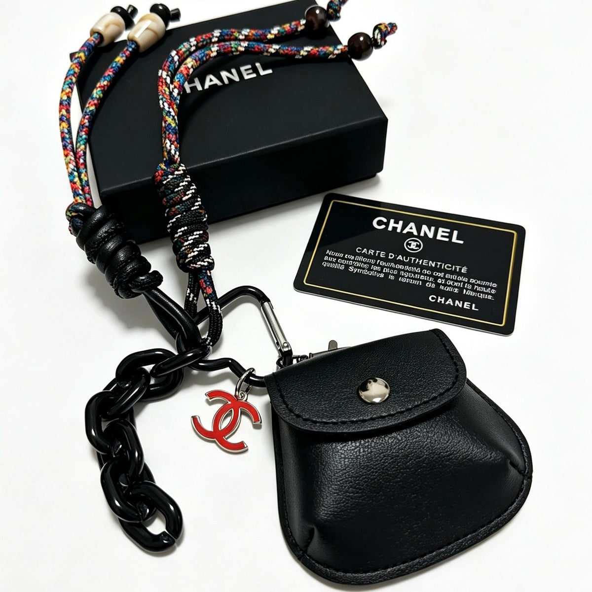 Chanel Mini Bag Charm With Chain And Braided Rope