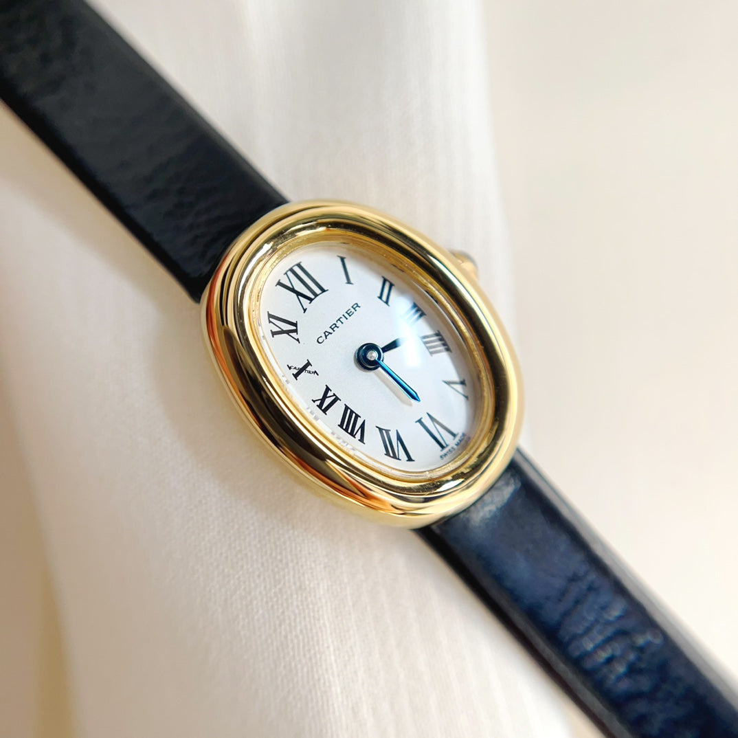 Baignoire Gold Case Black Leather Strap