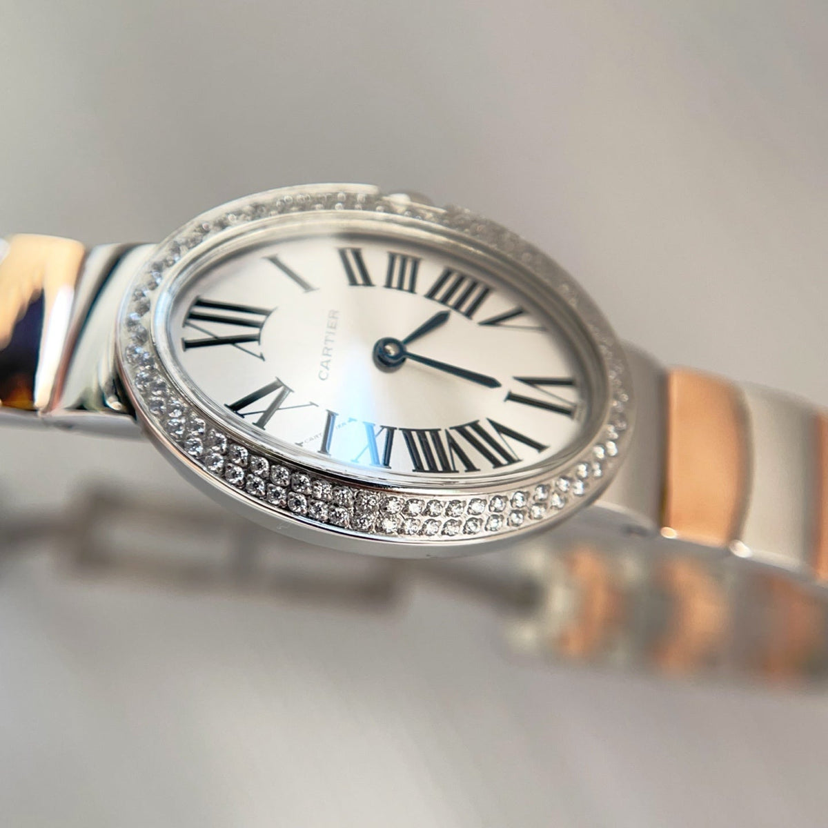 Baignoire 23mm Two-Tone Pink Gold Double Row Diamond Bezel