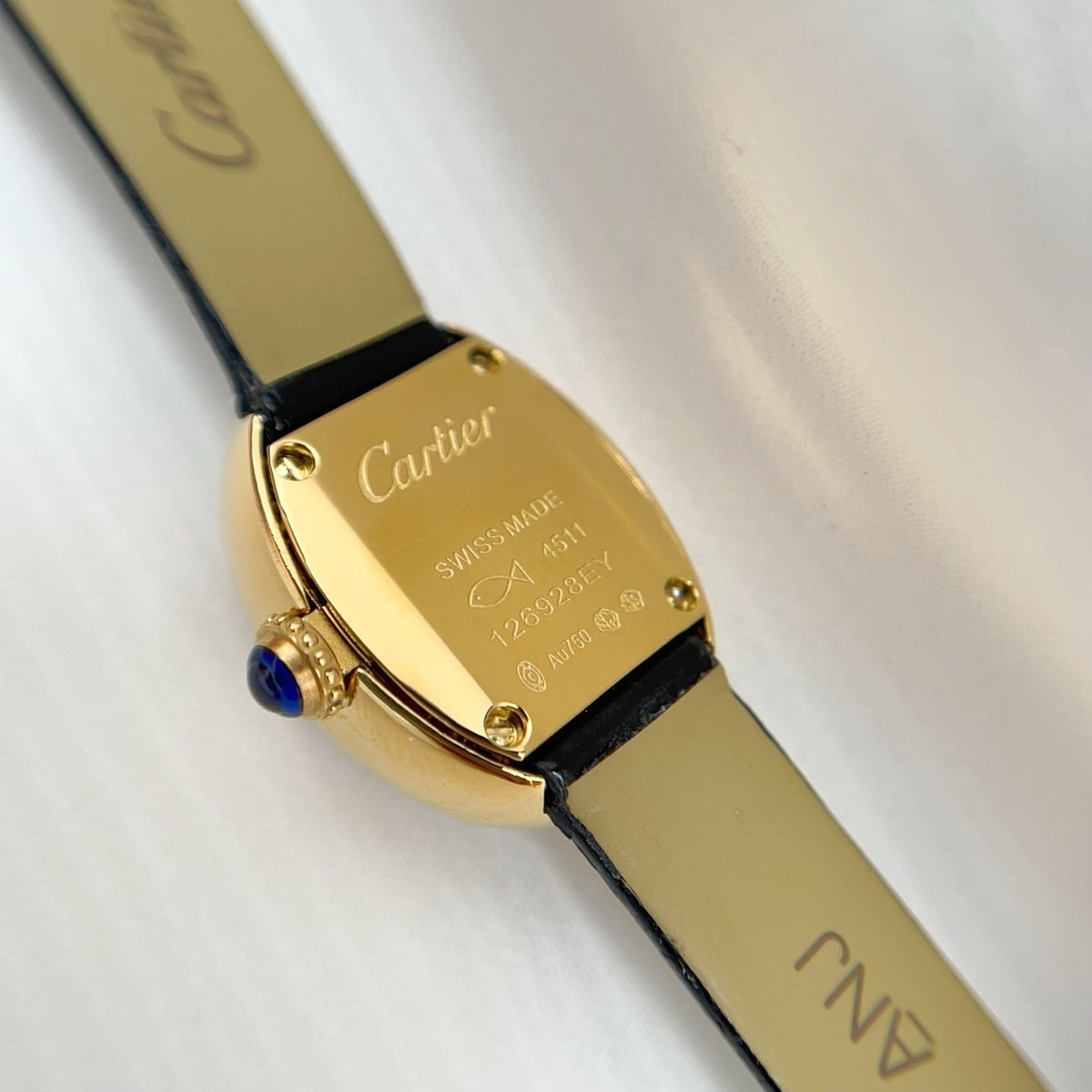 Baignoire Gold Case Black Leather Black Dial