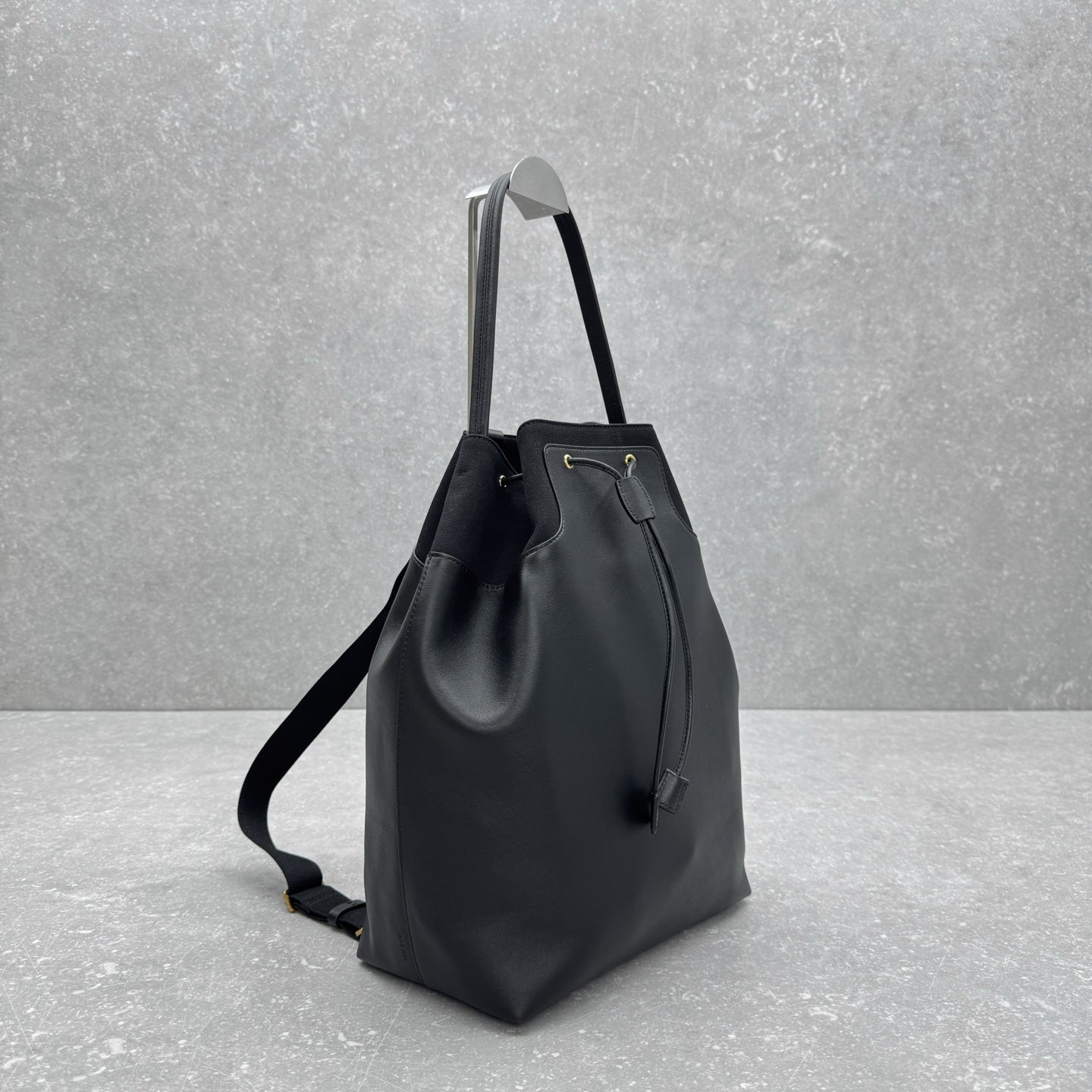 The Row 2025 Spring Backpack 38cm Black Leather Fabric