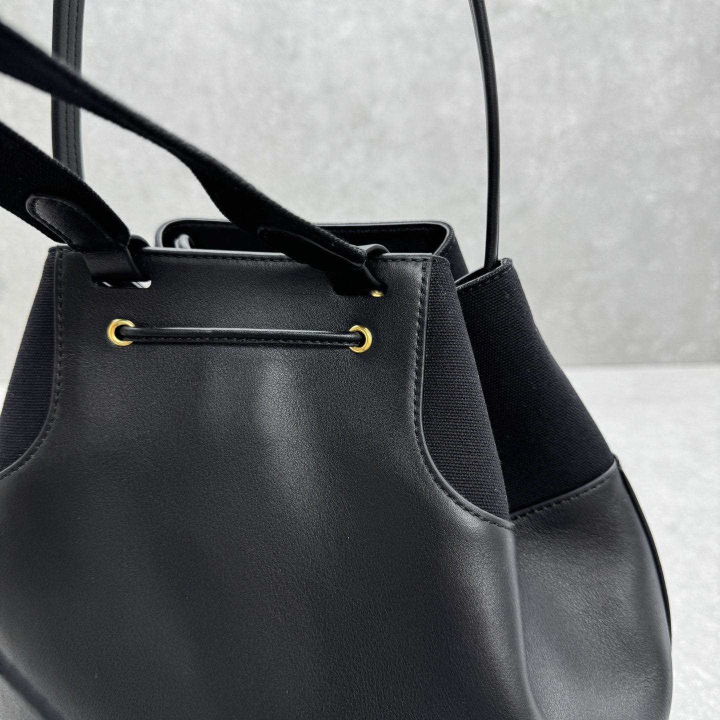 The Row 2025 Spring Backpack 38cm Black Leather Fabric