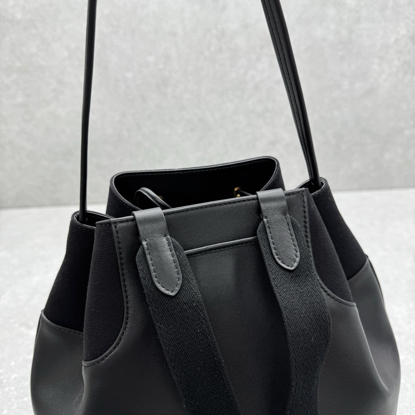 The Row 2025 Spring Backpack 38cm Black Leather Fabric