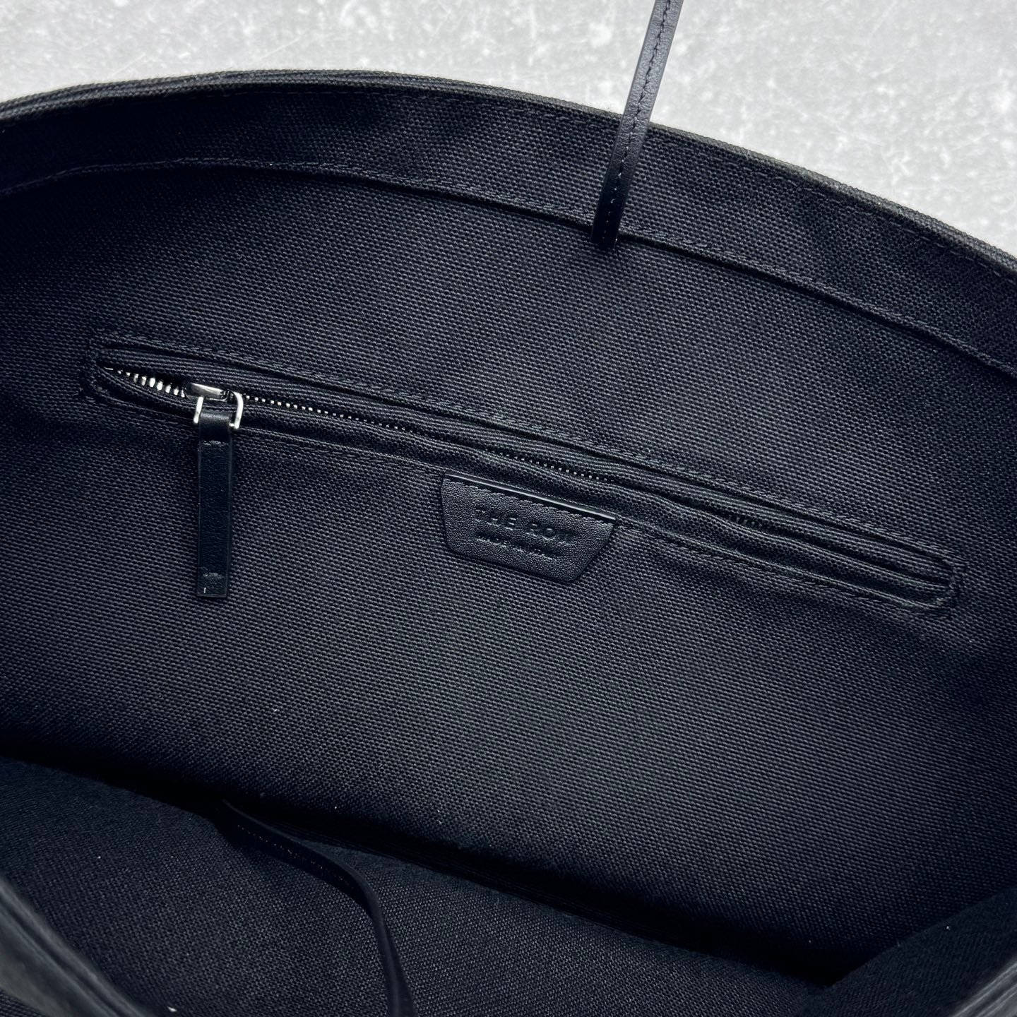 The Row 2025 N/S Park Tote Bag 30cm Black Leather Canvas