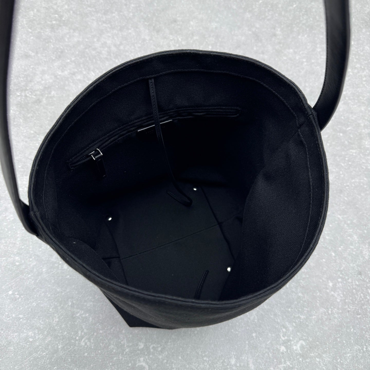 The Row 2025 N/S Park Tote Bag 30cm Black Leather Canvas