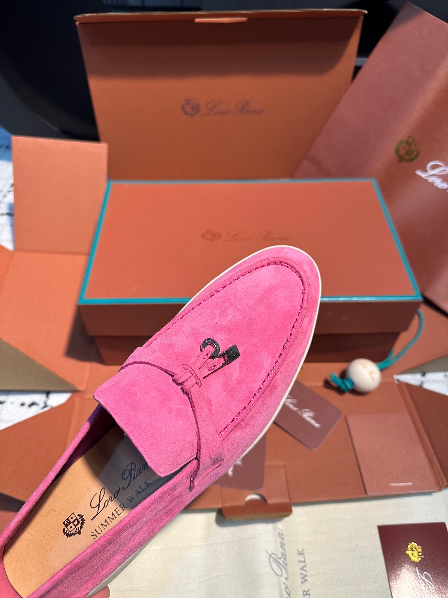 lp summer charm walk loafer dark pink suede