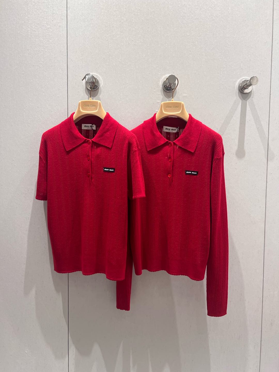 Miu Miu 25 Knitted Polo Shirt Red Cashmere 209039