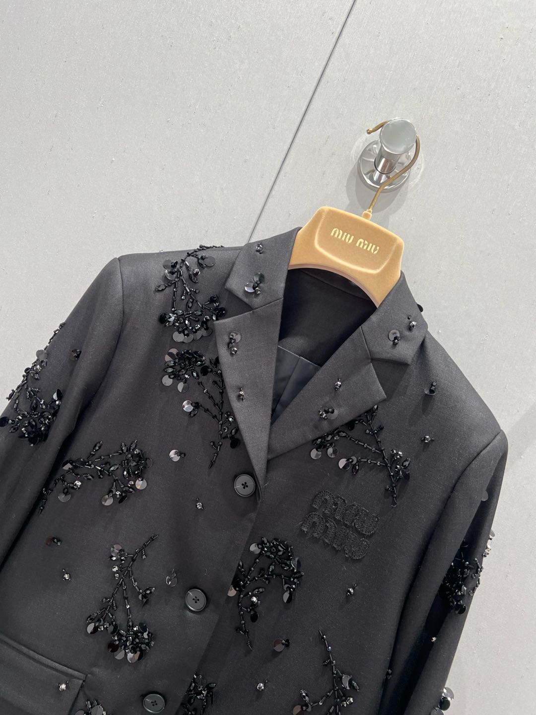 Miu Miu Short Suit Jacket Black Chemical Fiber