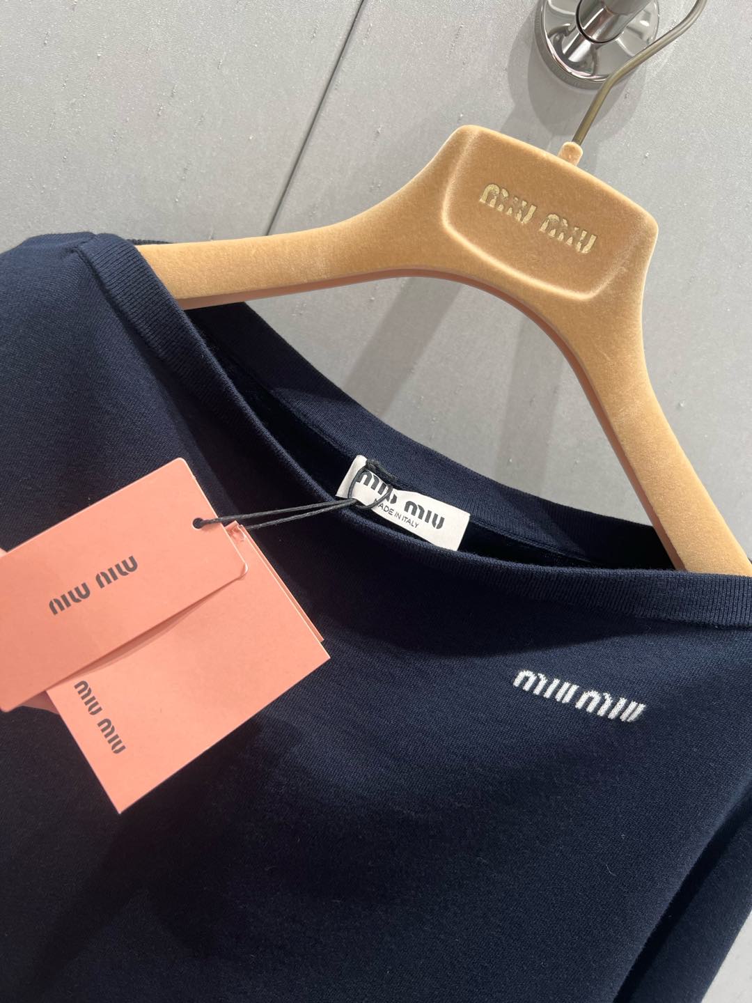 Miu Miu 25 Long-sleeved Top Navy Blue Cashmere