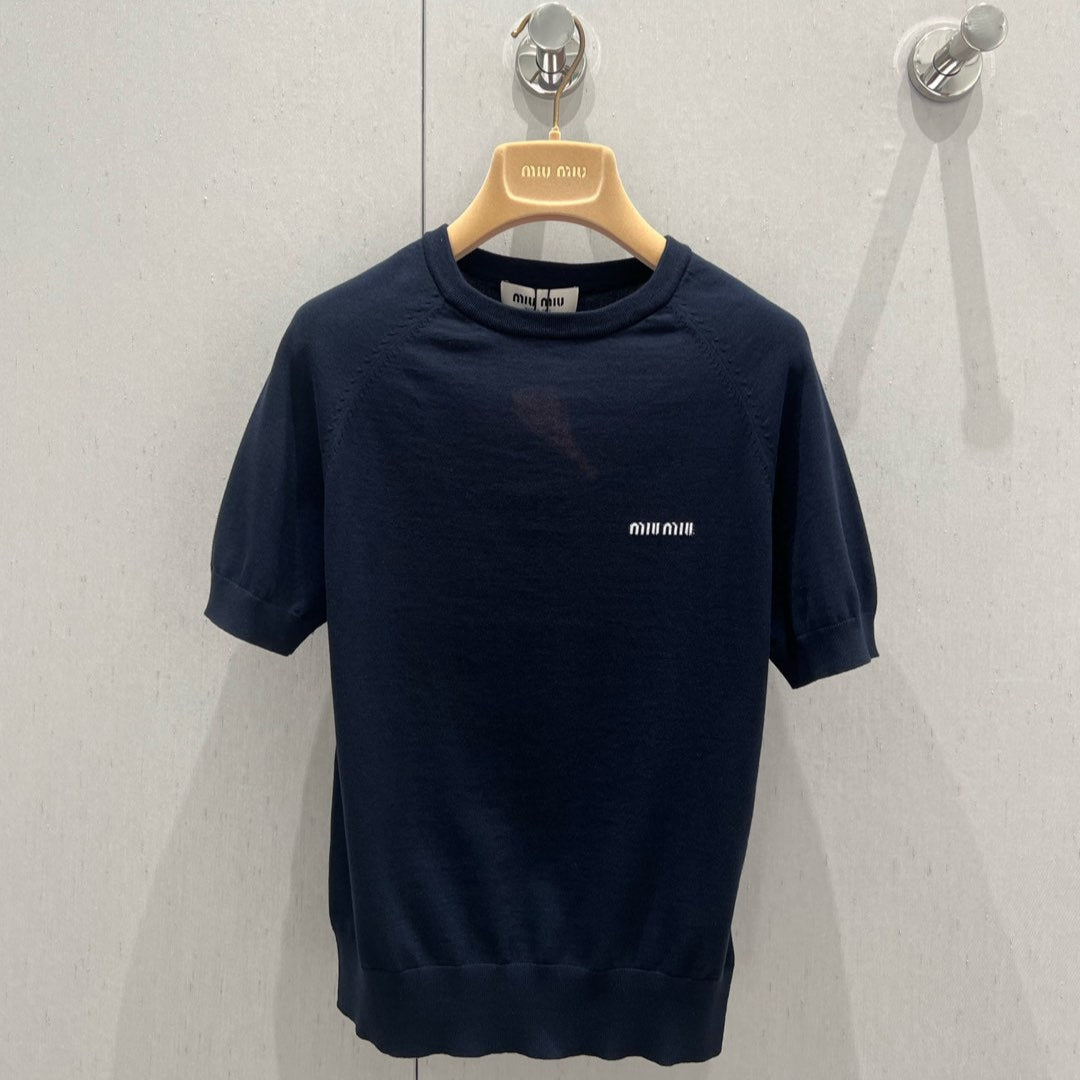 Miu Miu Short-sleeved T-shirt Navy blue Cashmere