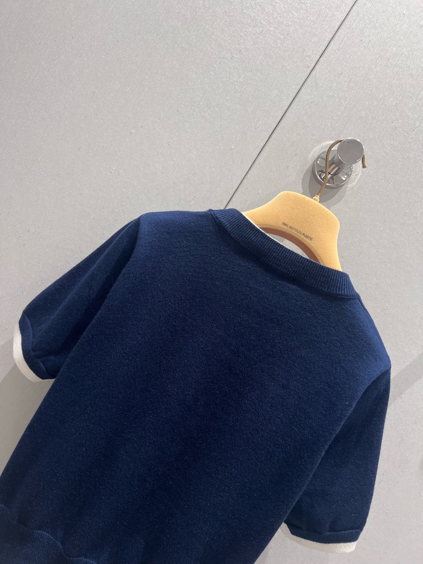 Miu Miu 25 Two-piece Knitted Short-sleeved Top Blue White Wool 210549