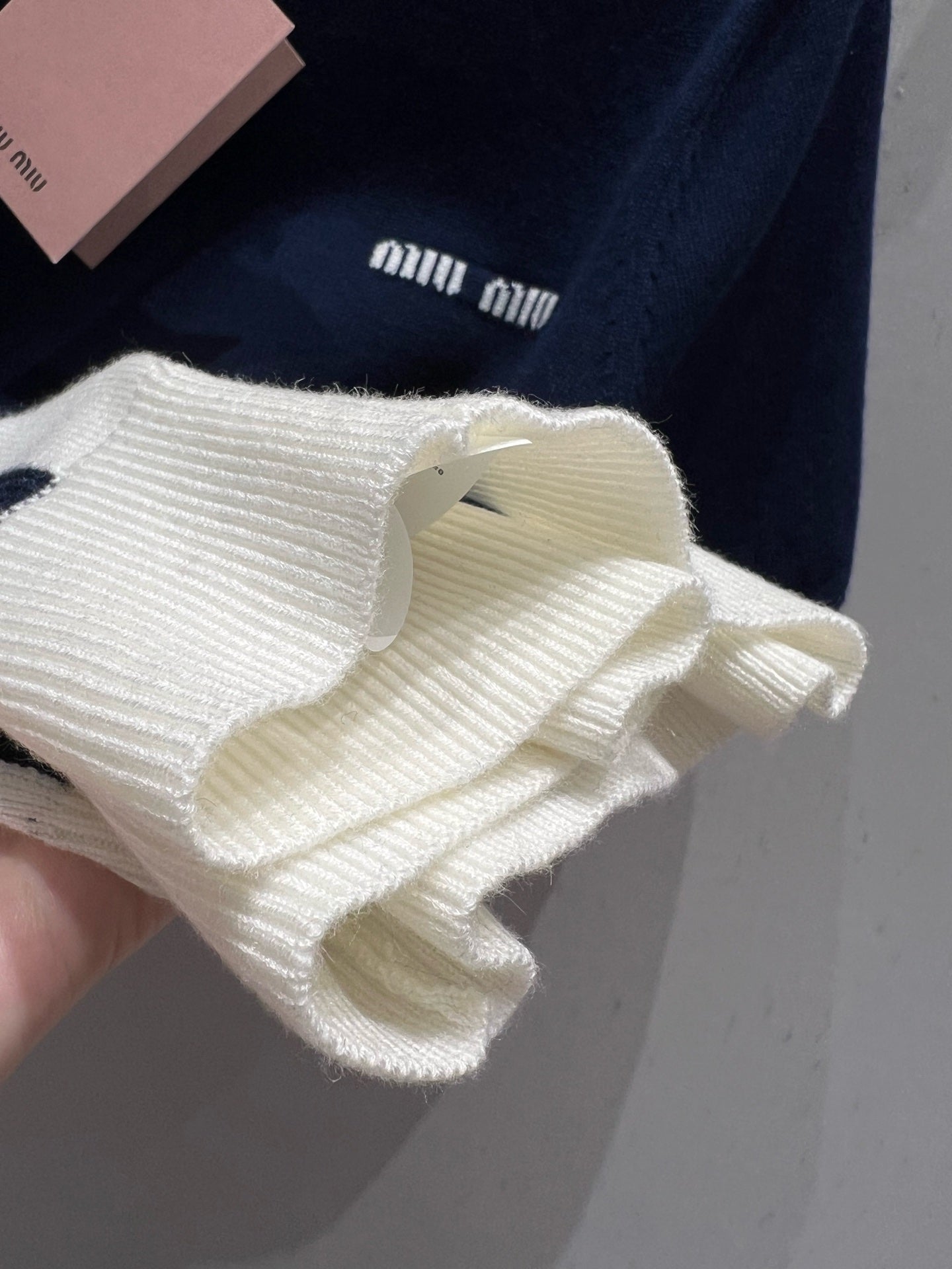 Miu Miu 25 Two-piece Knitted Short-sleeved Top Blue White Wool 210549