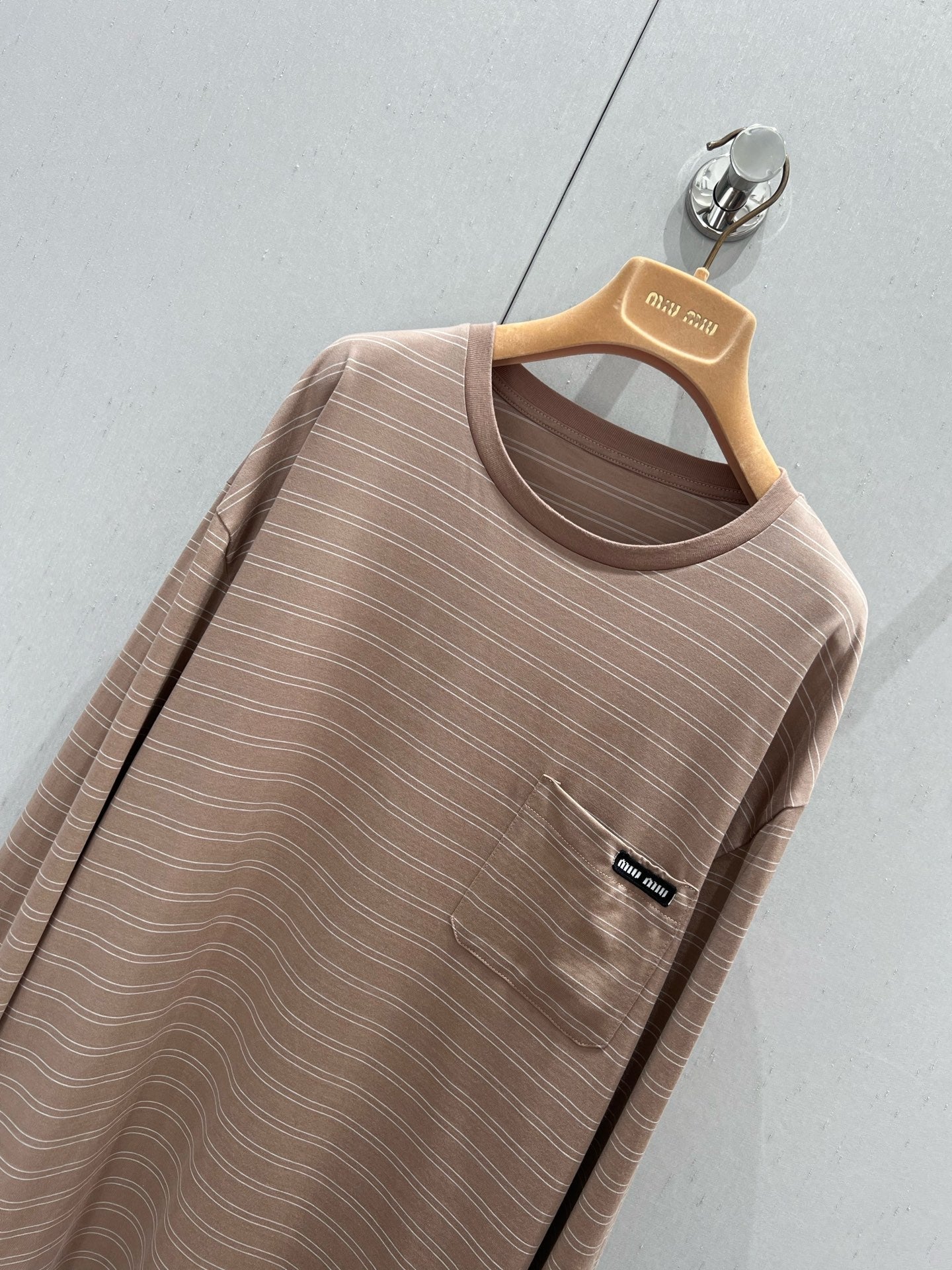 Miu Miu 25 Striped Long-sleeved T-shirt Brown Cotton 211207