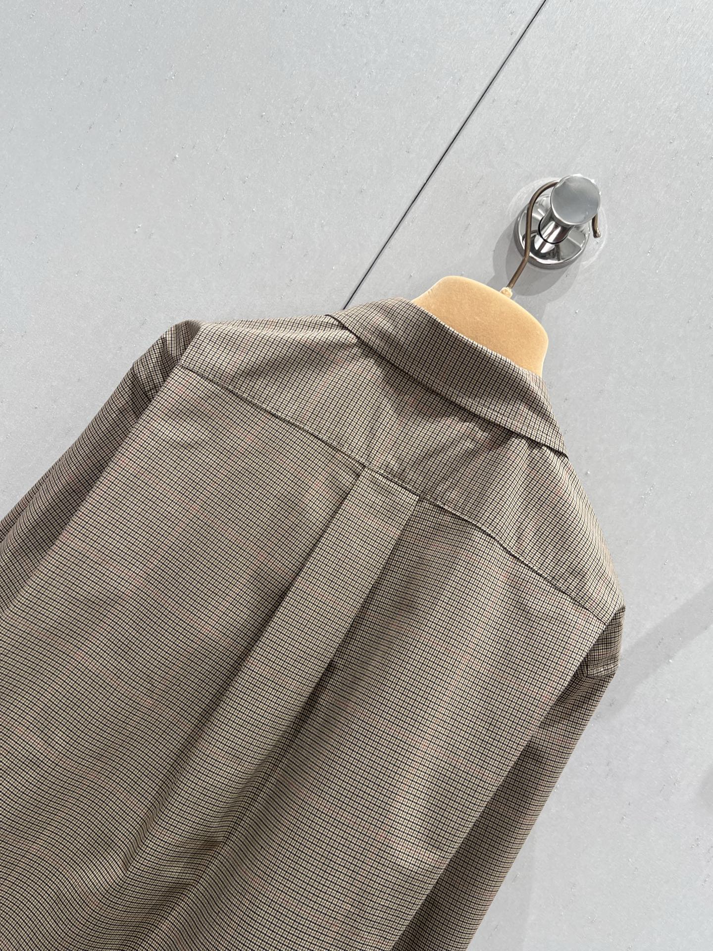 Miu Miu 25 Plaid Lapel Zipper Shirt Brown Cotton 211152