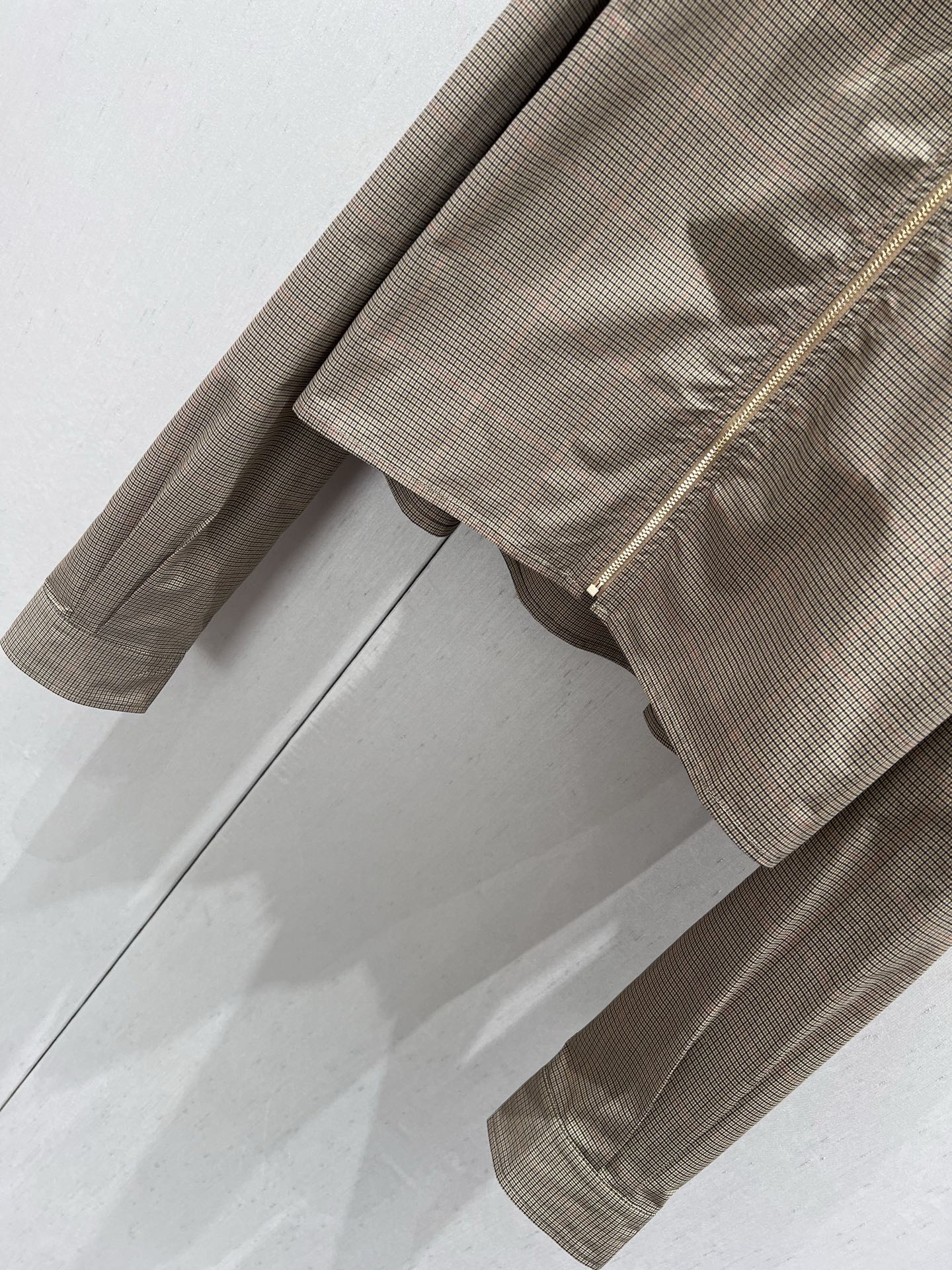 Miu Miu 25 Plaid Lapel Zipper Shirt Brown Cotton 211152