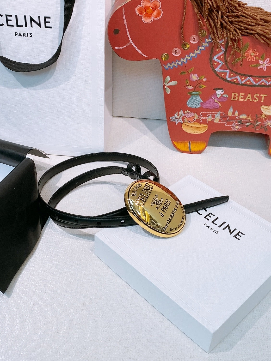 Celine 7.5cm Belt Buckle 1.3cm Width Calfskin