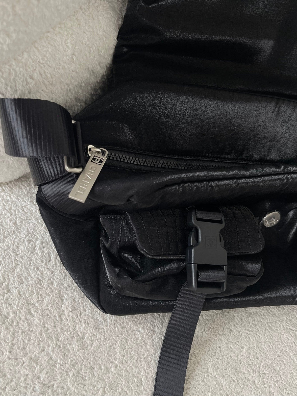 Chanel 2026 Vintage Sport Dynamite Bag 37cm Black Nylon Fabric
