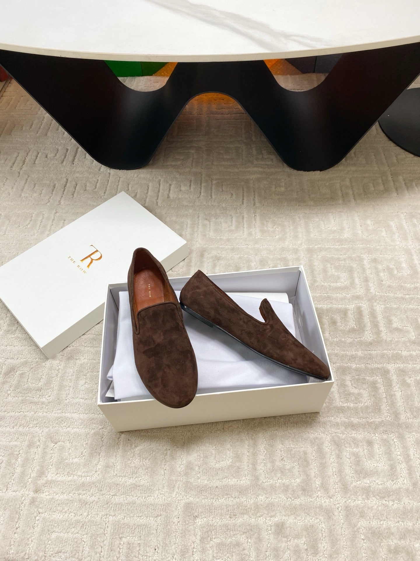The Row 2025 Tipi Loafer Dark Brown Suede 541526