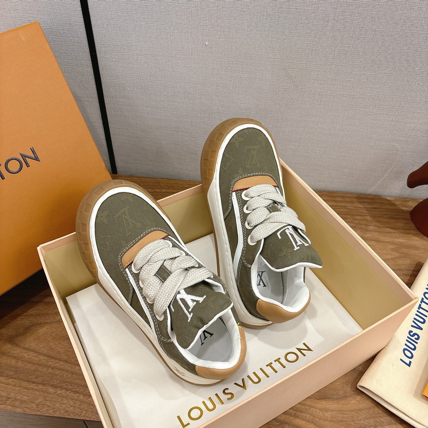 LV 2026 Tilted Sneaker Green Canvas Leather 594936