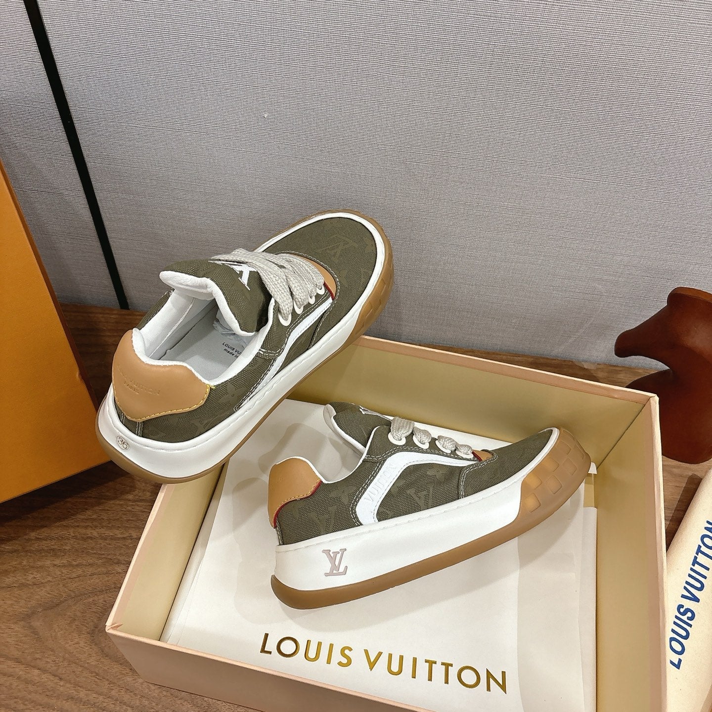 LV 2026 Tilted Sneaker Green Canvas Leather 594936