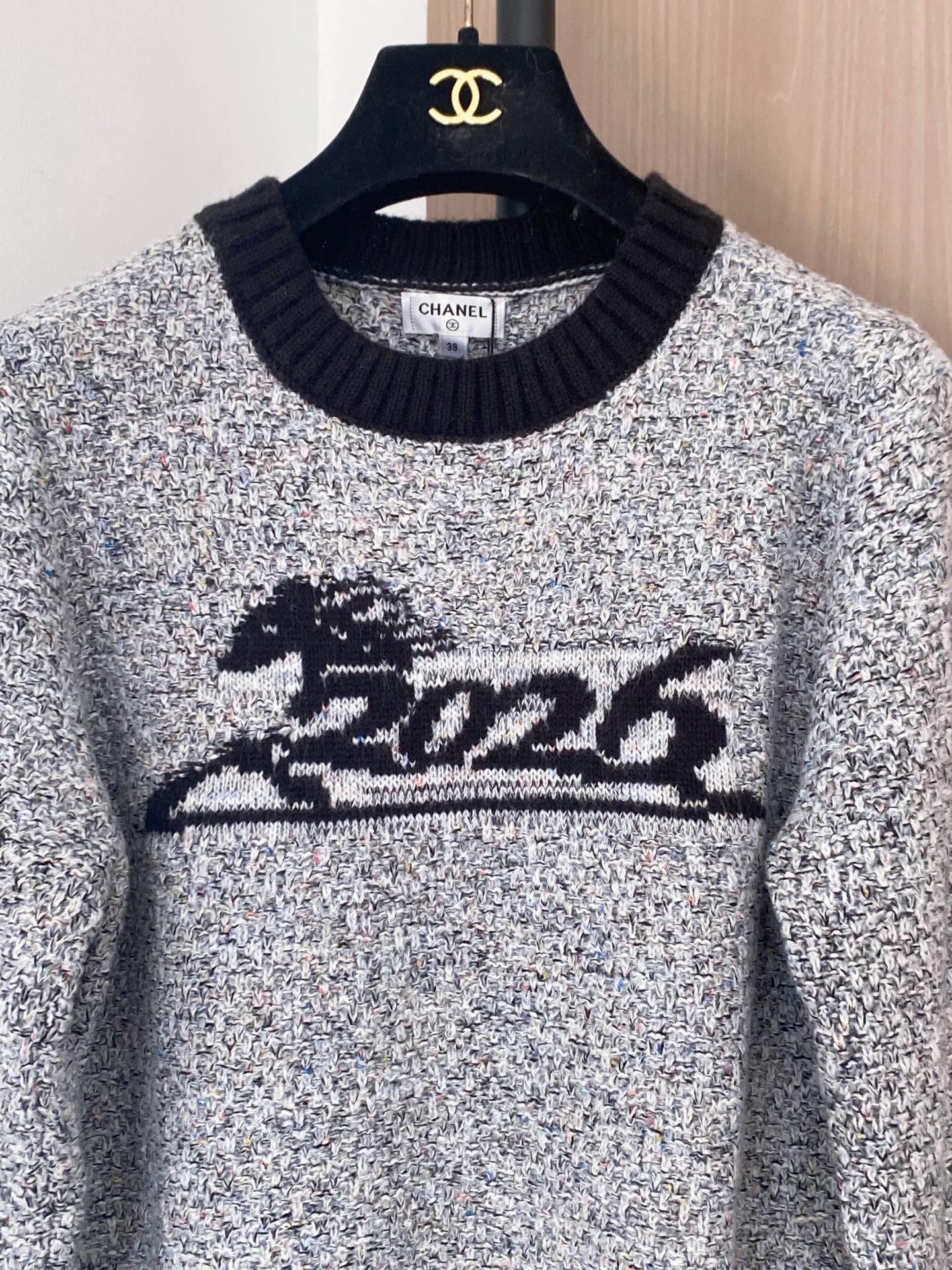Chanel 2025 Sweater Gray mix Black Wool Cashmere