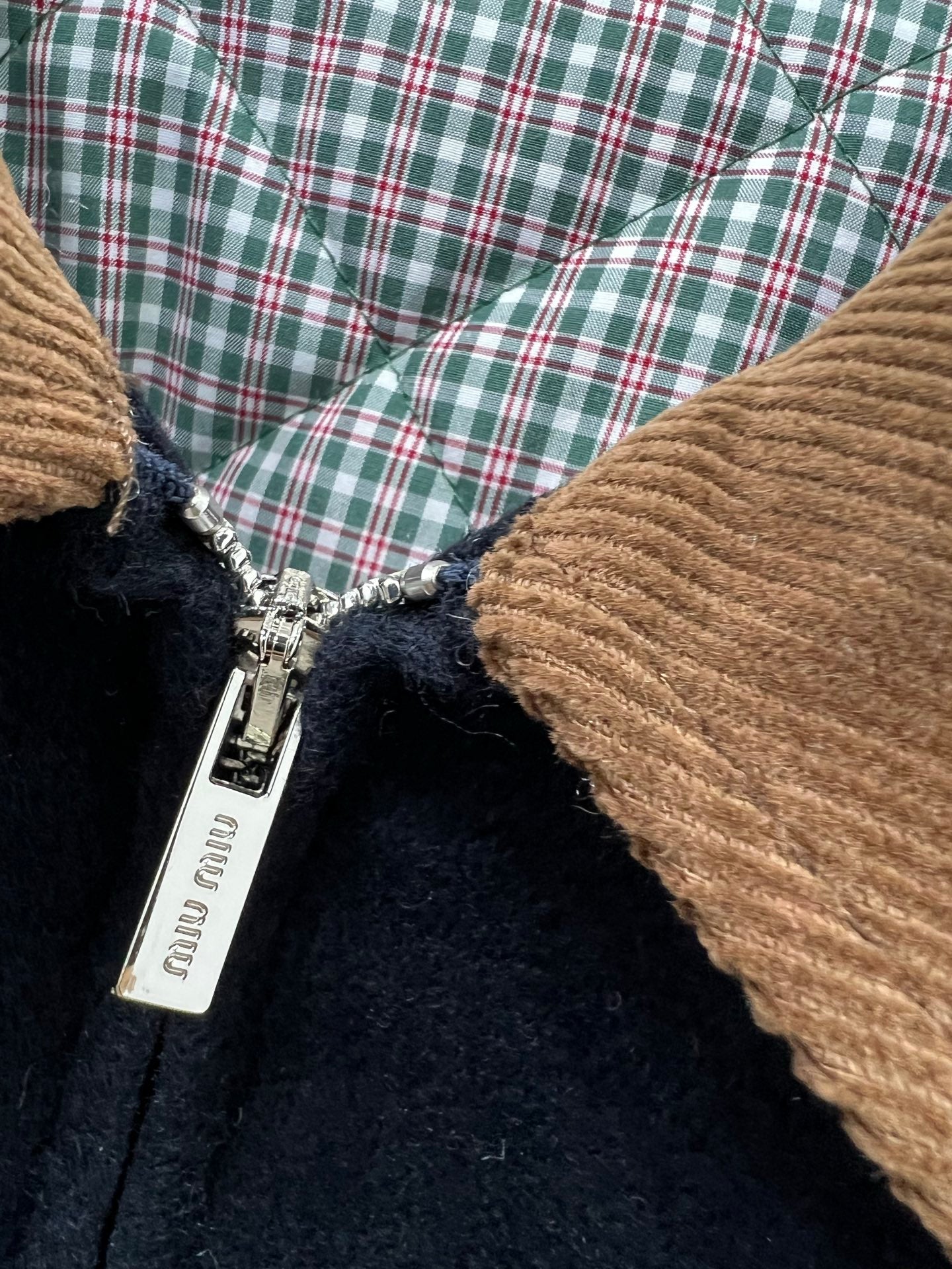 Miu Miu 25 Jacket Navy Blue Mix Brown Wool 302815