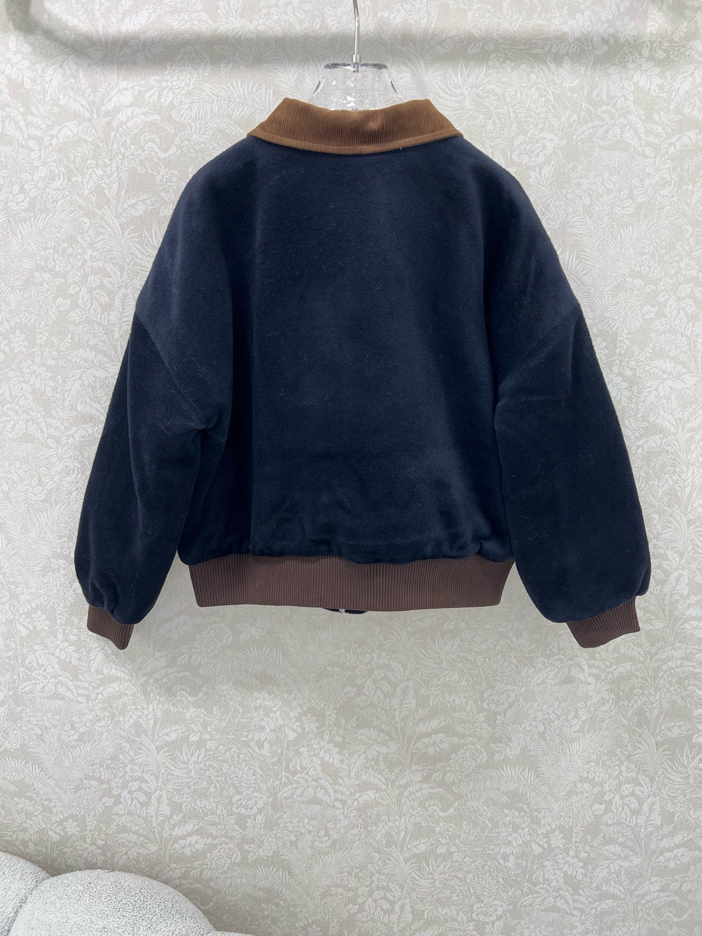 Miu Miu 25 Jacket Navy Blue Mix Brown Wool 302815