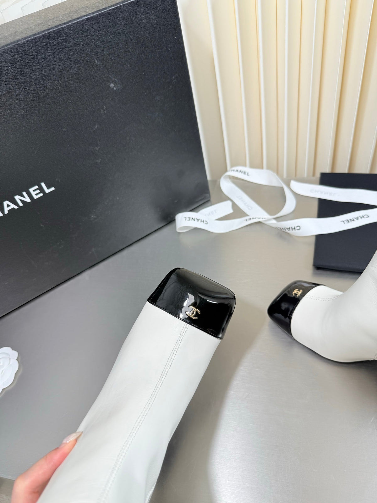 Chanel 2026 Square-Toe Knee-High Boots Suede Leather 123376