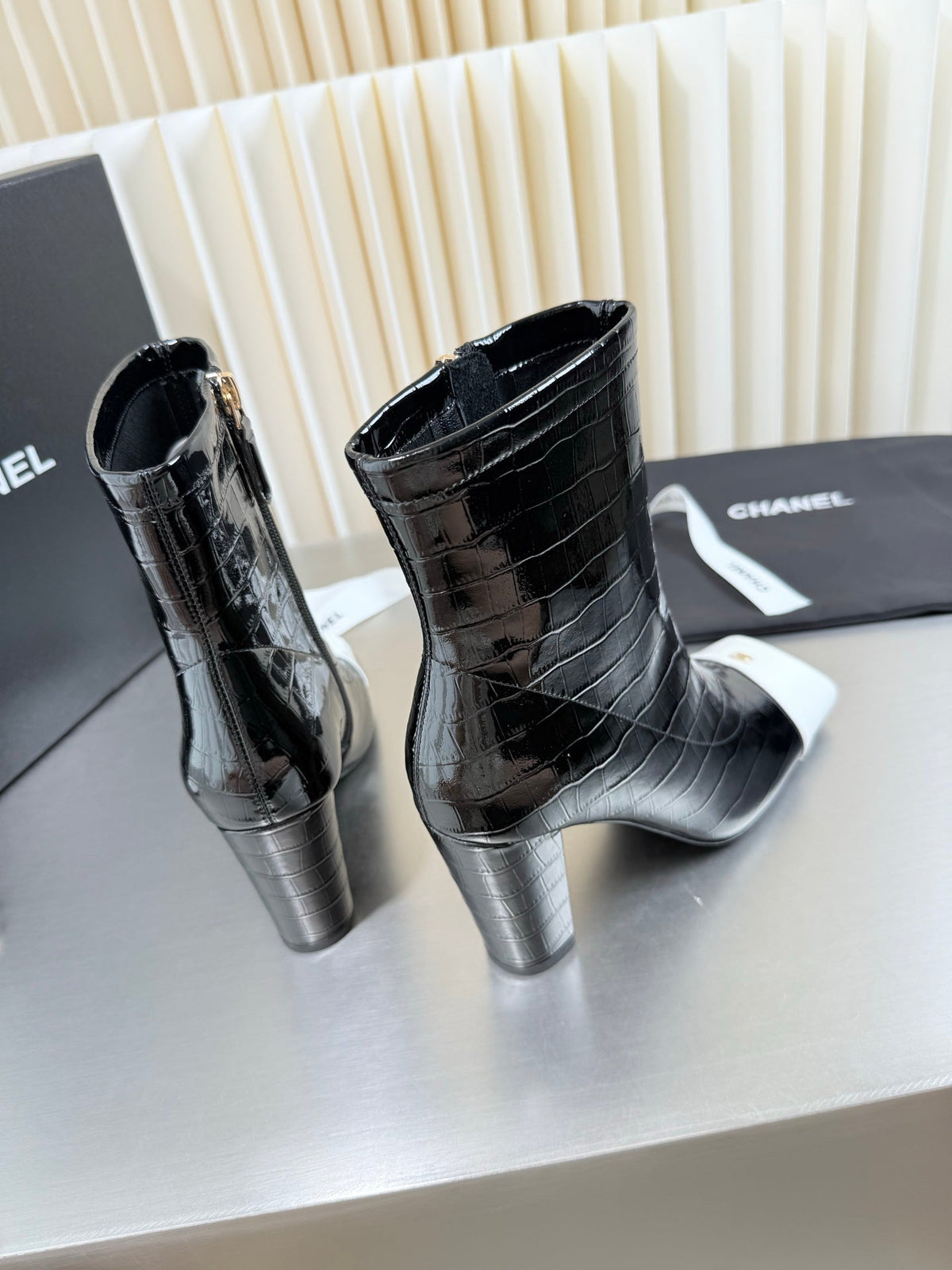 Chanel 2026 Square Toe Ankle Boots 75mm Leather 123426