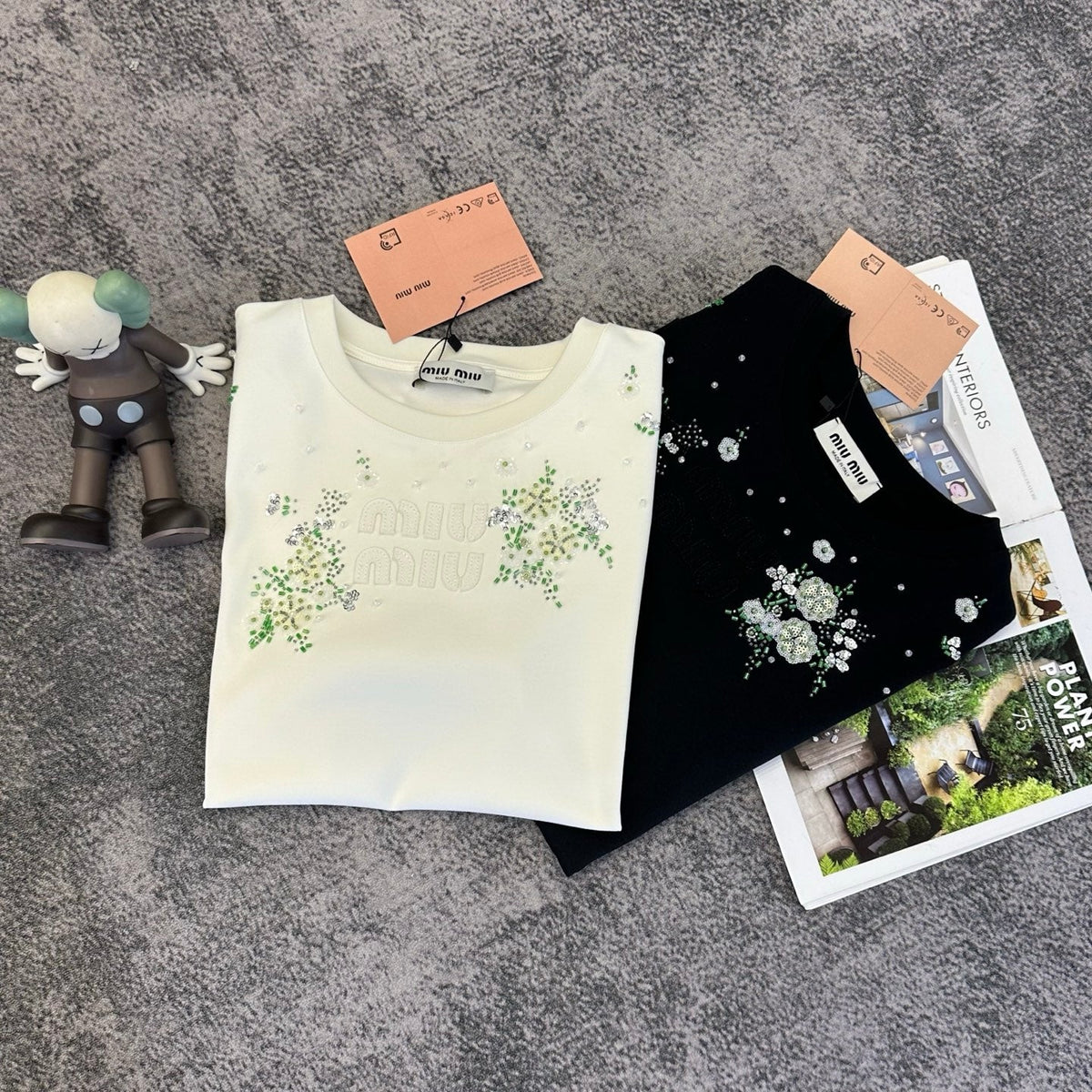 Miumiu 2026 Floral Embroidered Short-Sleeve T-Shirt Cotton 374766